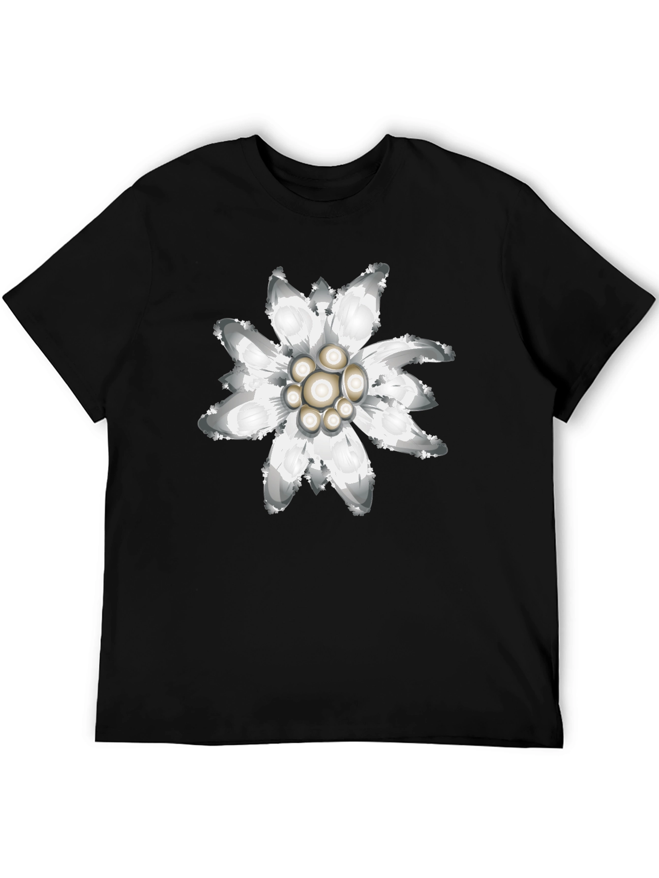 Edelweiss Flower Graphic Tee - Black