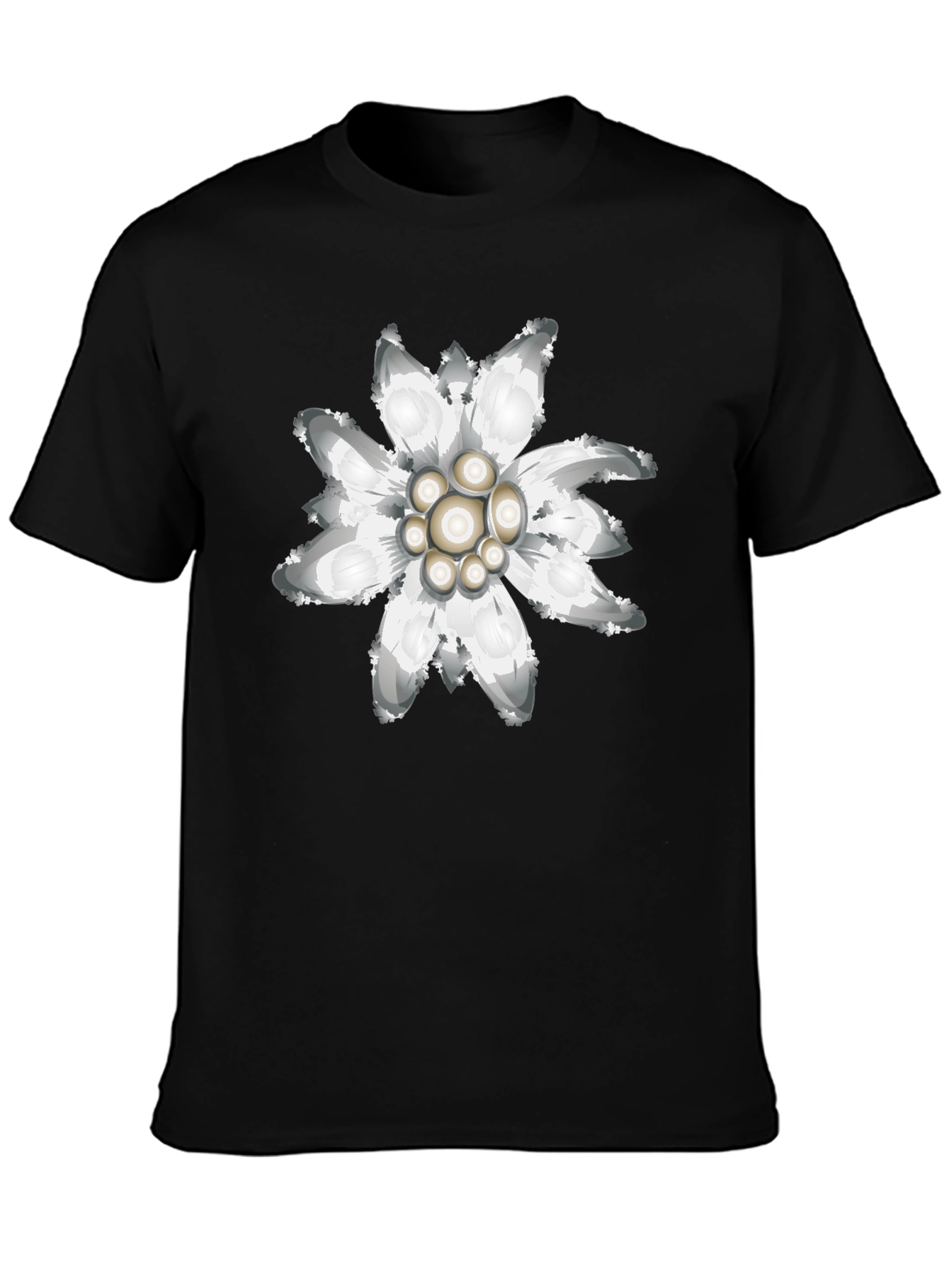 Edelweiss Flower Graphic Tee - Black