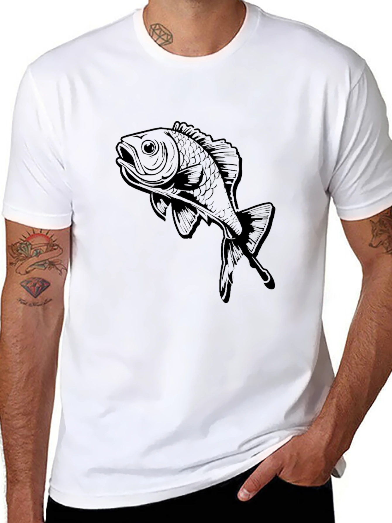 Black Fish Graphic Tee - Stylish Casual Wear