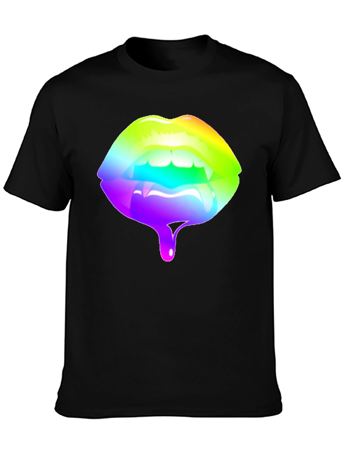 Rainbow Lips Graphic Black T-Shirt