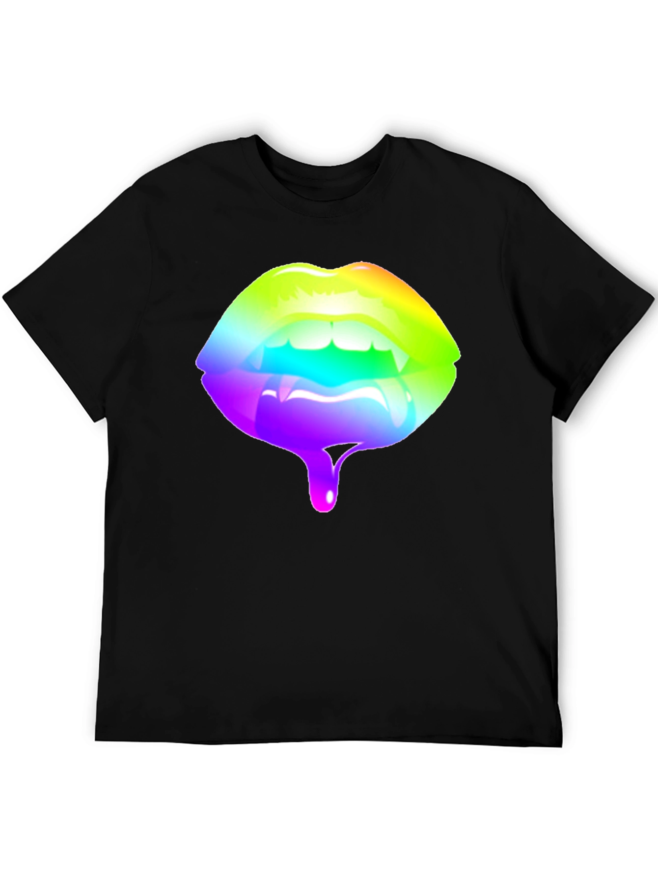 Rainbow Lips Graphic Black T-Shirt