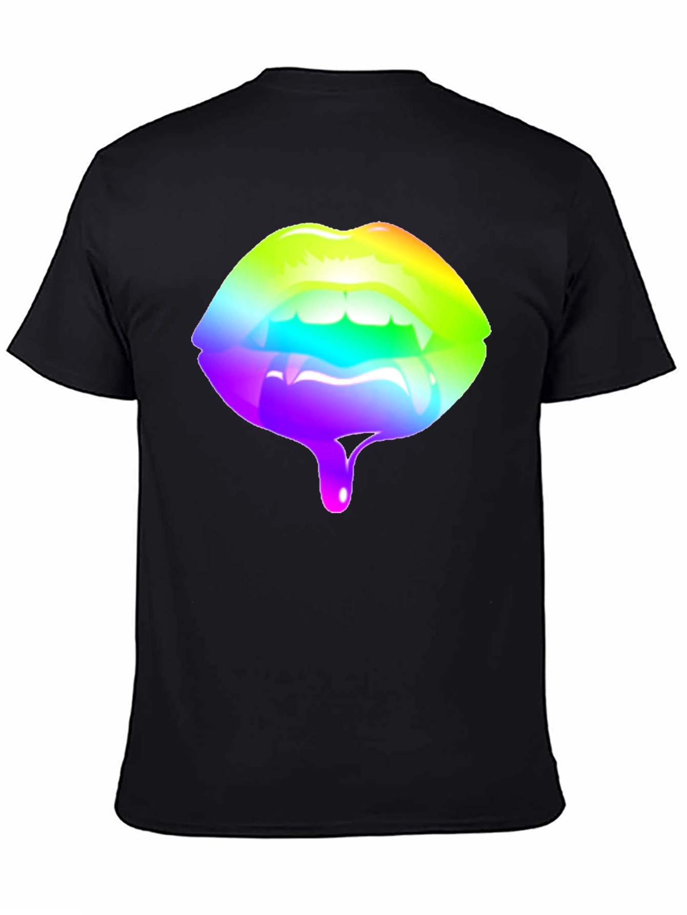 Rainbow Lips Graphic Black T-Shirt