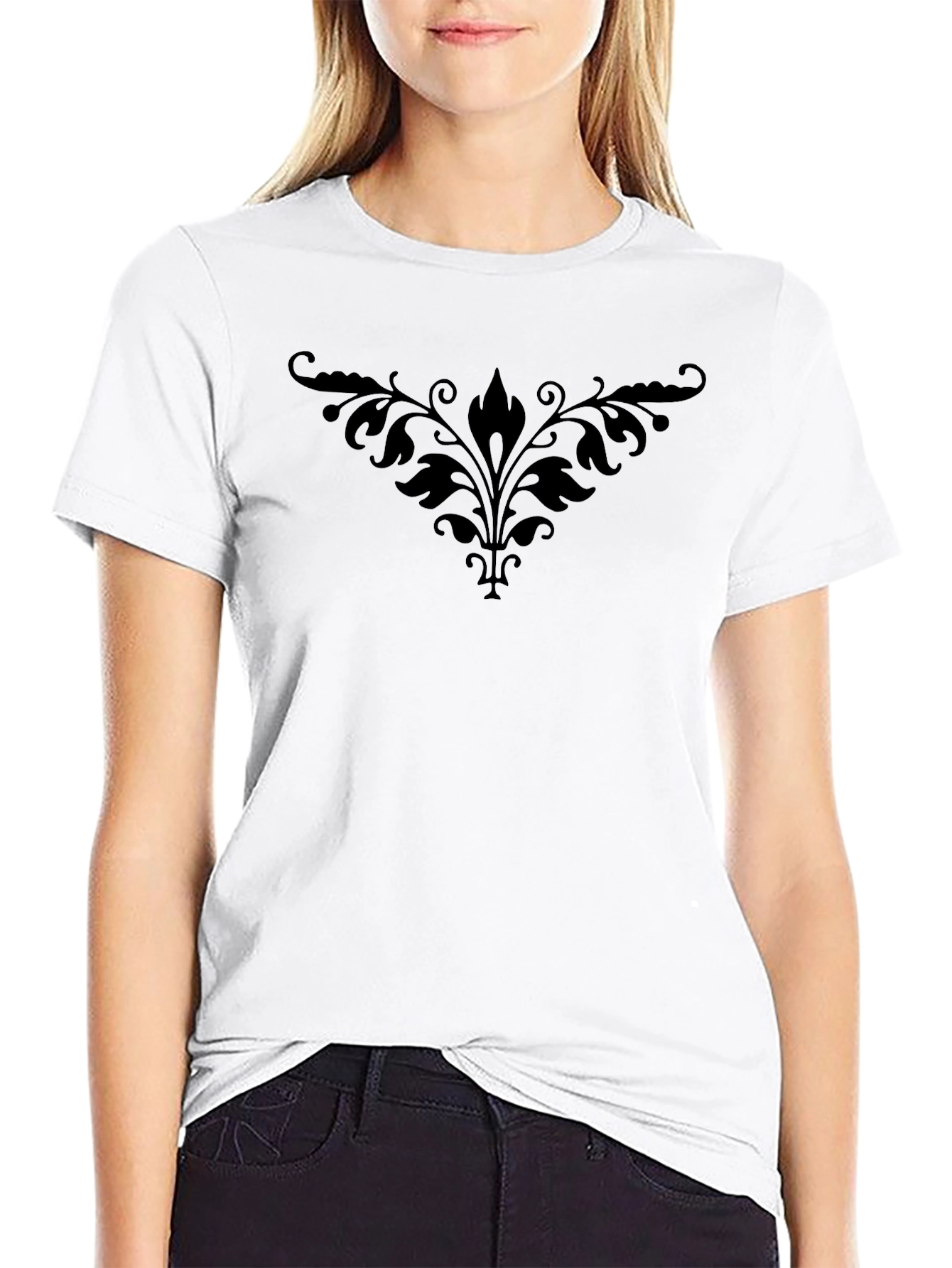 Elegant Black Floral T-Shirt - Classic Style