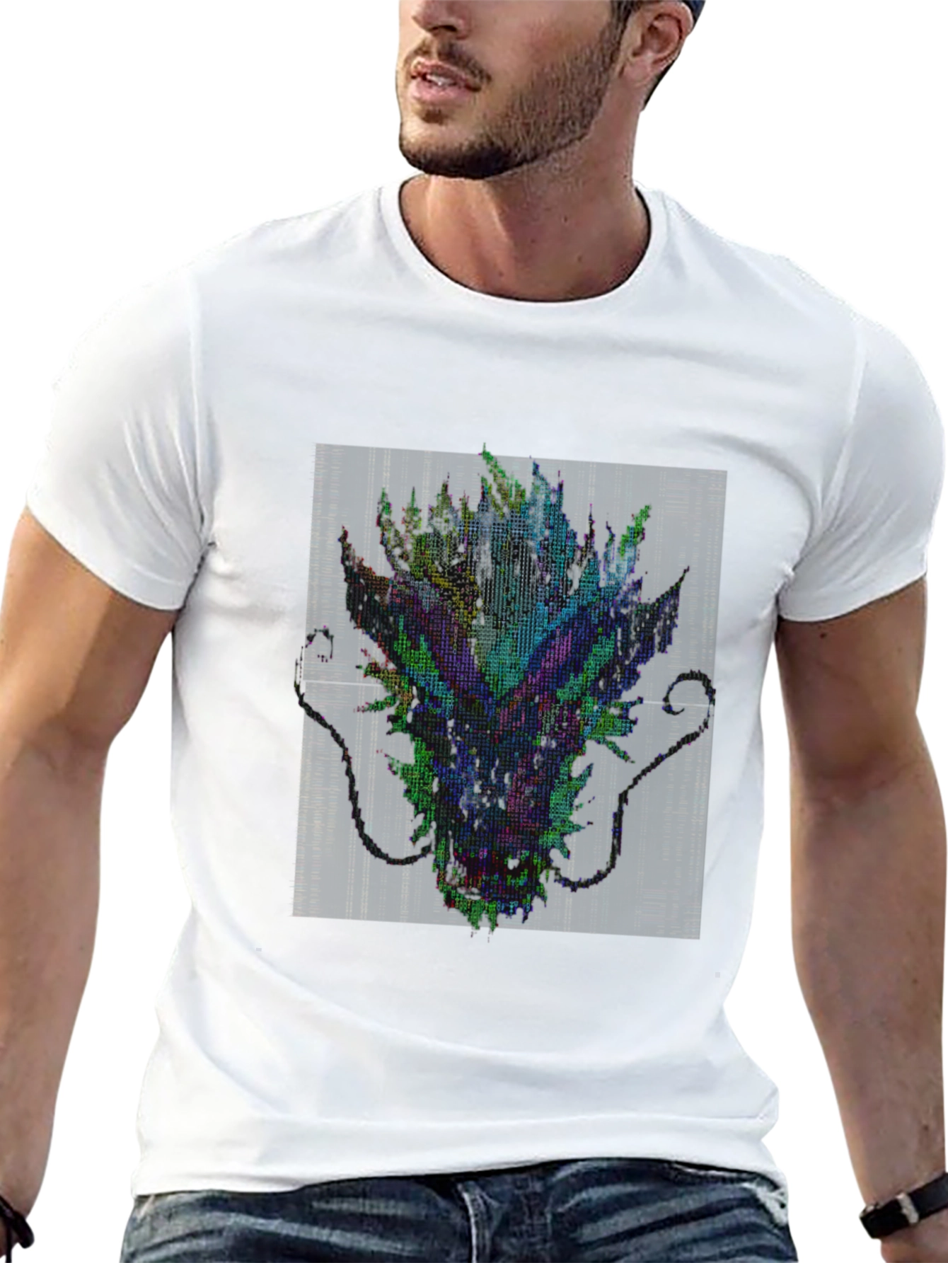 Pixel Dragon Graphic Print Mens T-Shirt