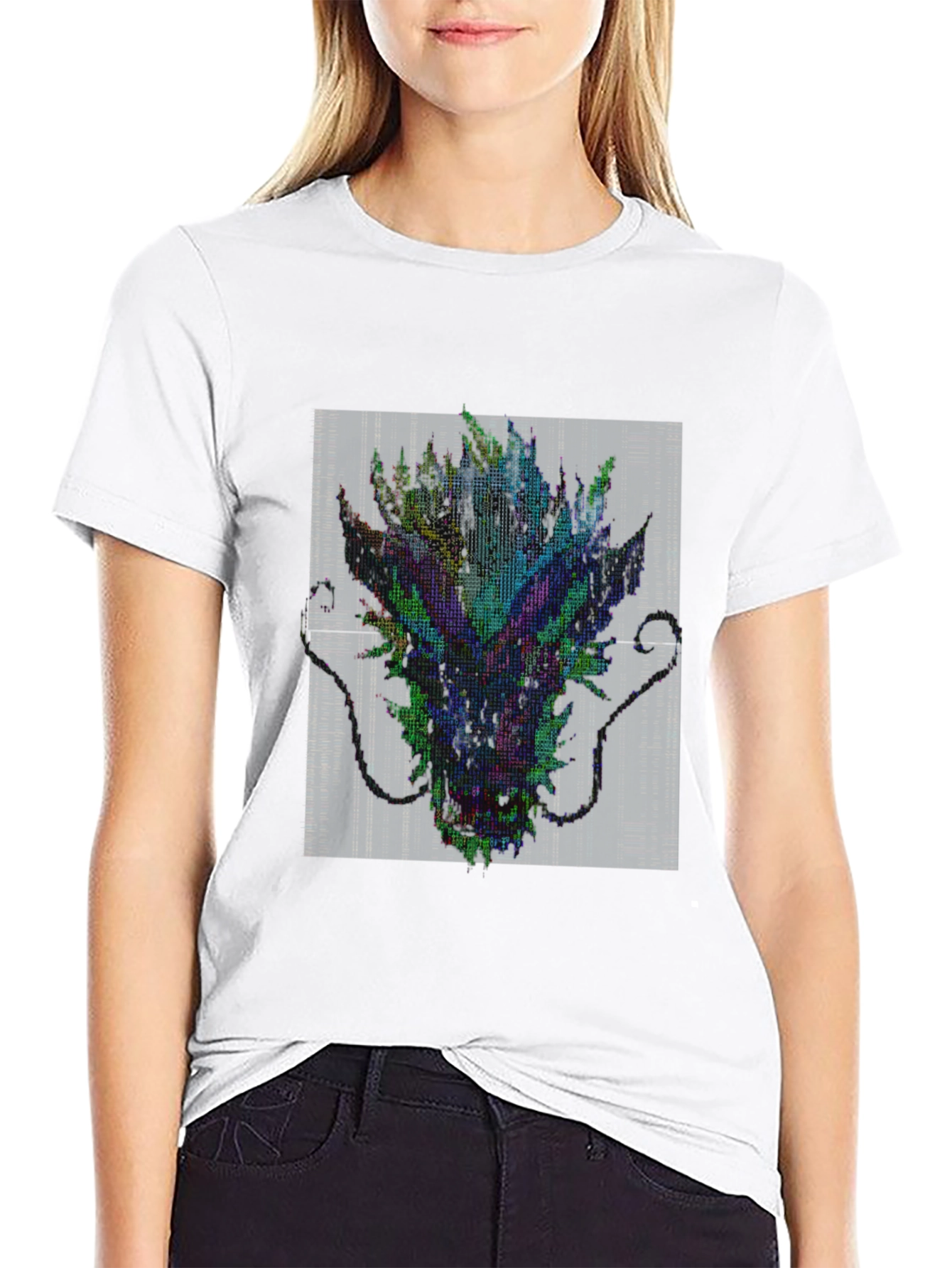 Pixel Dragon Graphic Print Mens T-Shirt