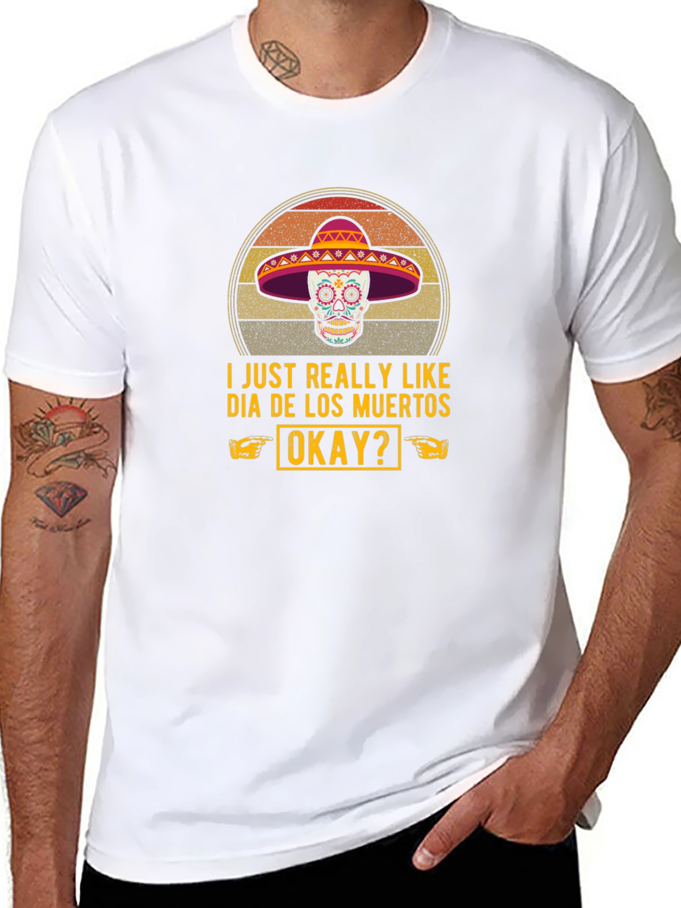 Dia de los Muertos T-Shirt - Sugar Skull Sombrero