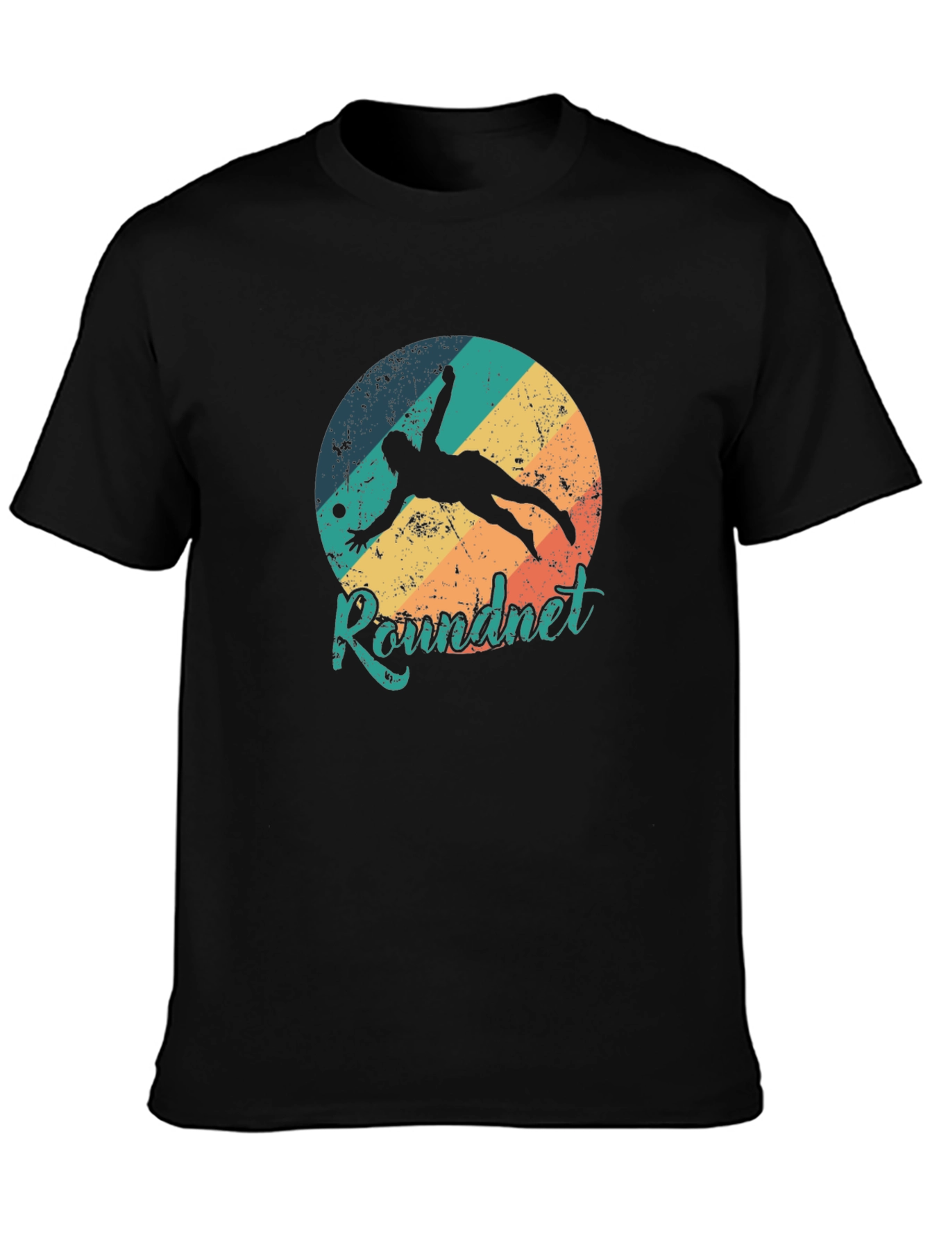 Roundnet Retro Style Black T-Shirt