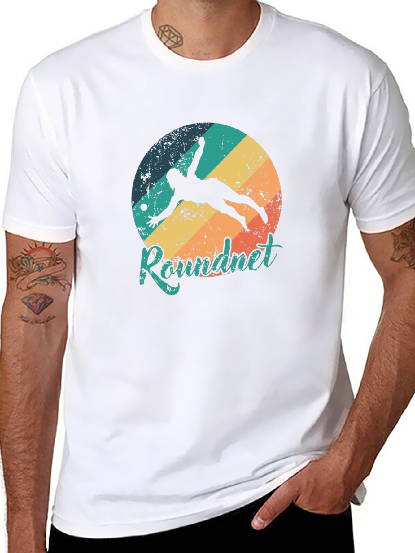 Roundnet Retro Style Black T-Shirt