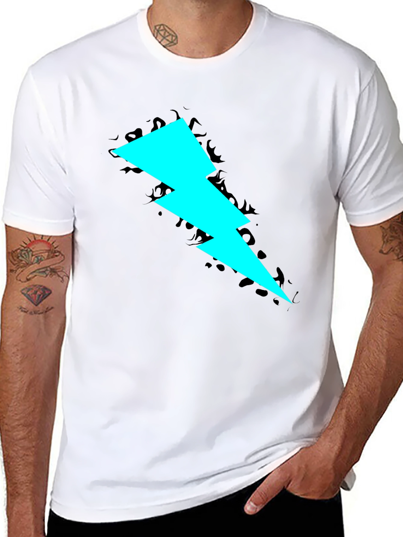 Bold Lightning Bolt Graphic Black Tee
