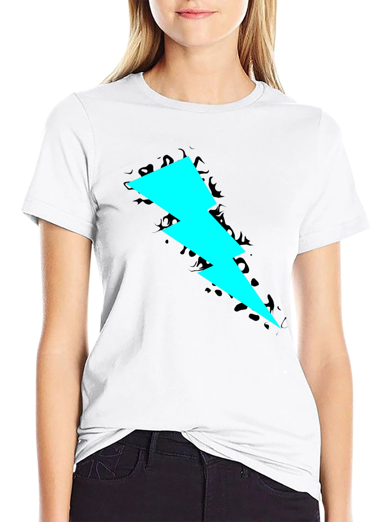 Bold Lightning Bolt Graphic Black Tee