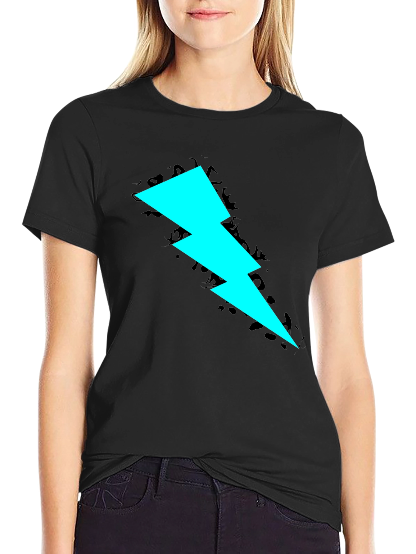 Bold Lightning Bolt Graphic Black Tee