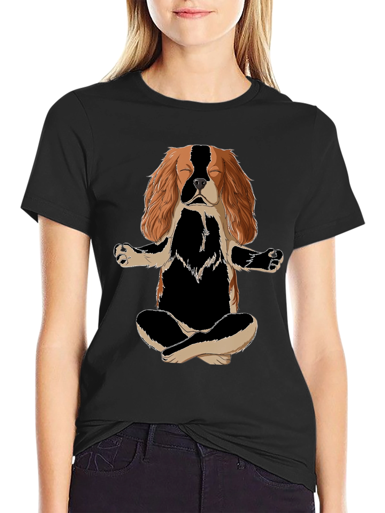 Meditating Dog T-Shirt - Zen Cavalier King Charles Spaniel