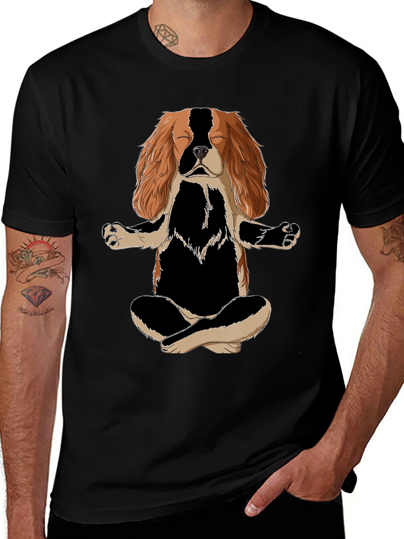 Meditating Dog T-Shirt - Zen Cavalier King Charles Spaniel