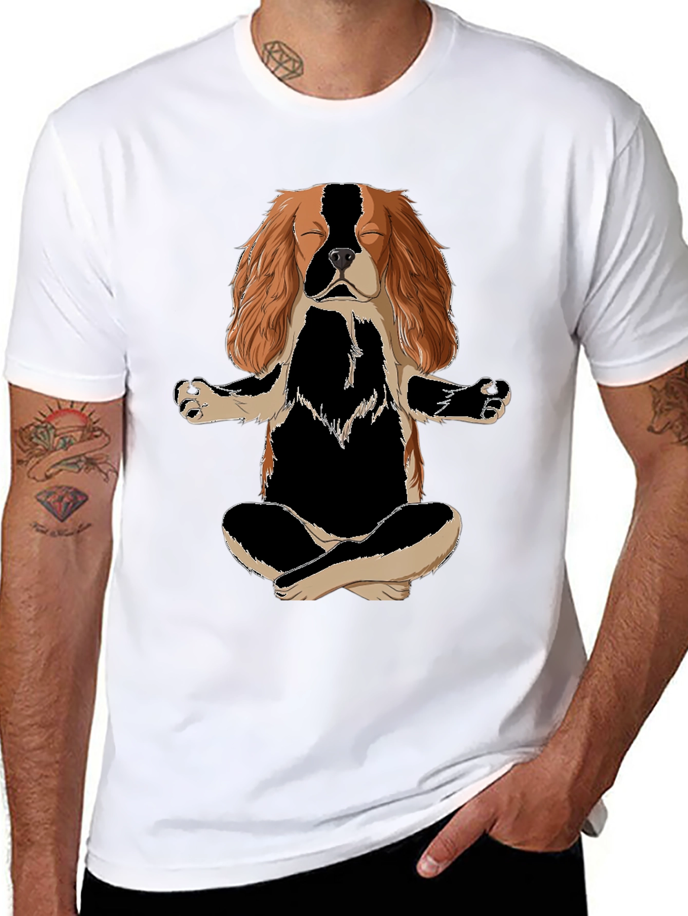 Meditating Dog T-Shirt - Zen Cavalier King Charles Spaniel