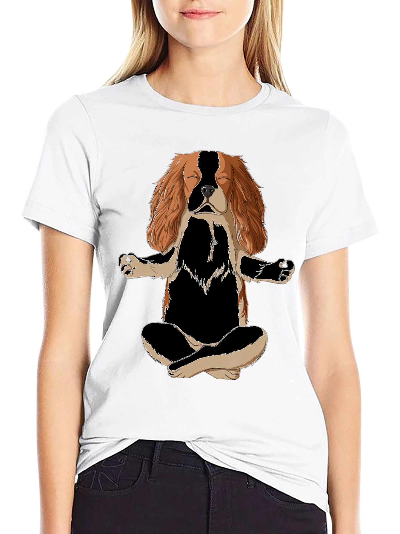 Meditating Dog T-Shirt - Zen Cavalier King Charles Spaniel