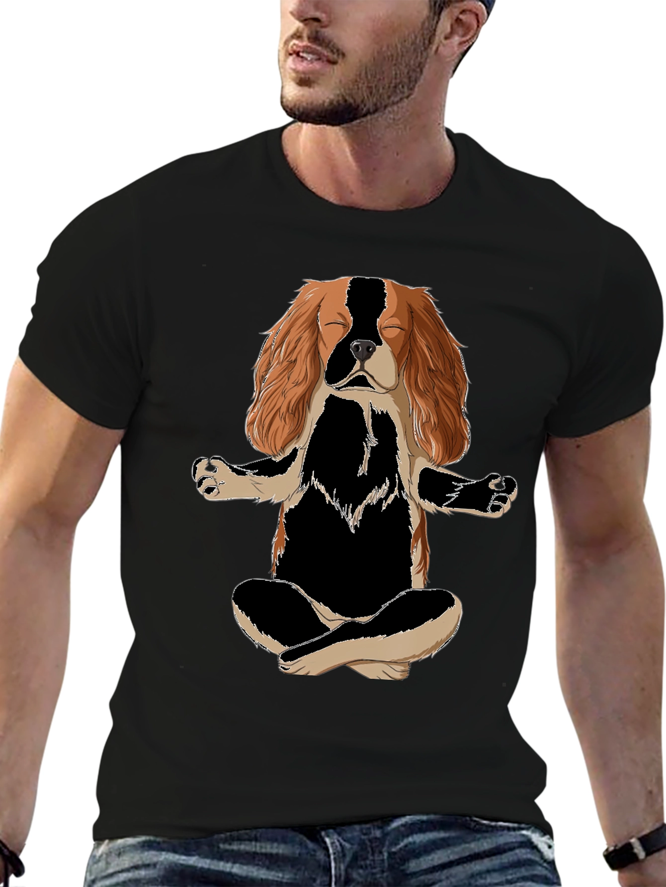 Meditating Dog T-Shirt - Zen Cavalier King Charles Spaniel