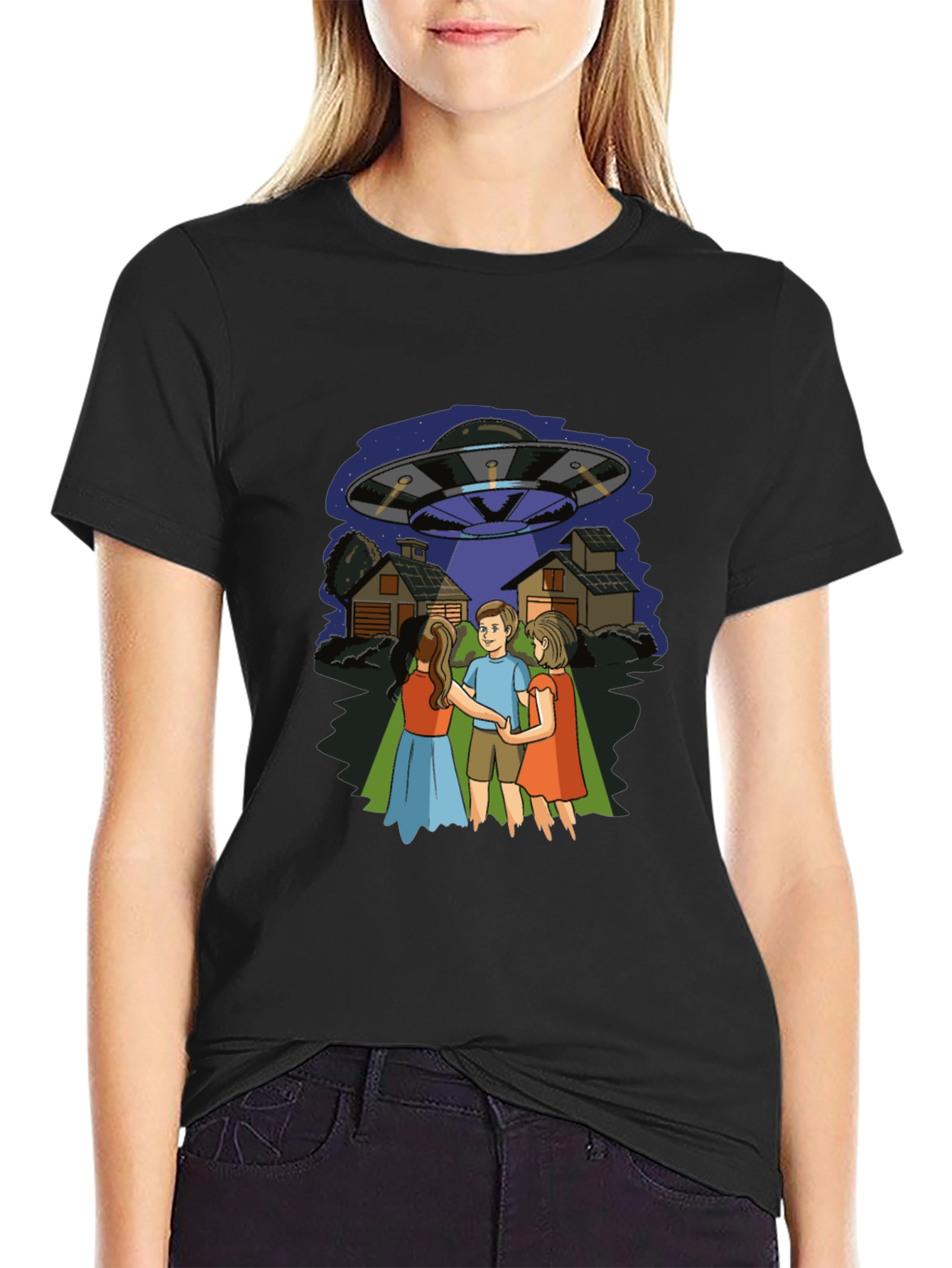 UFO Abduction Graphic Tee - Novelty Print