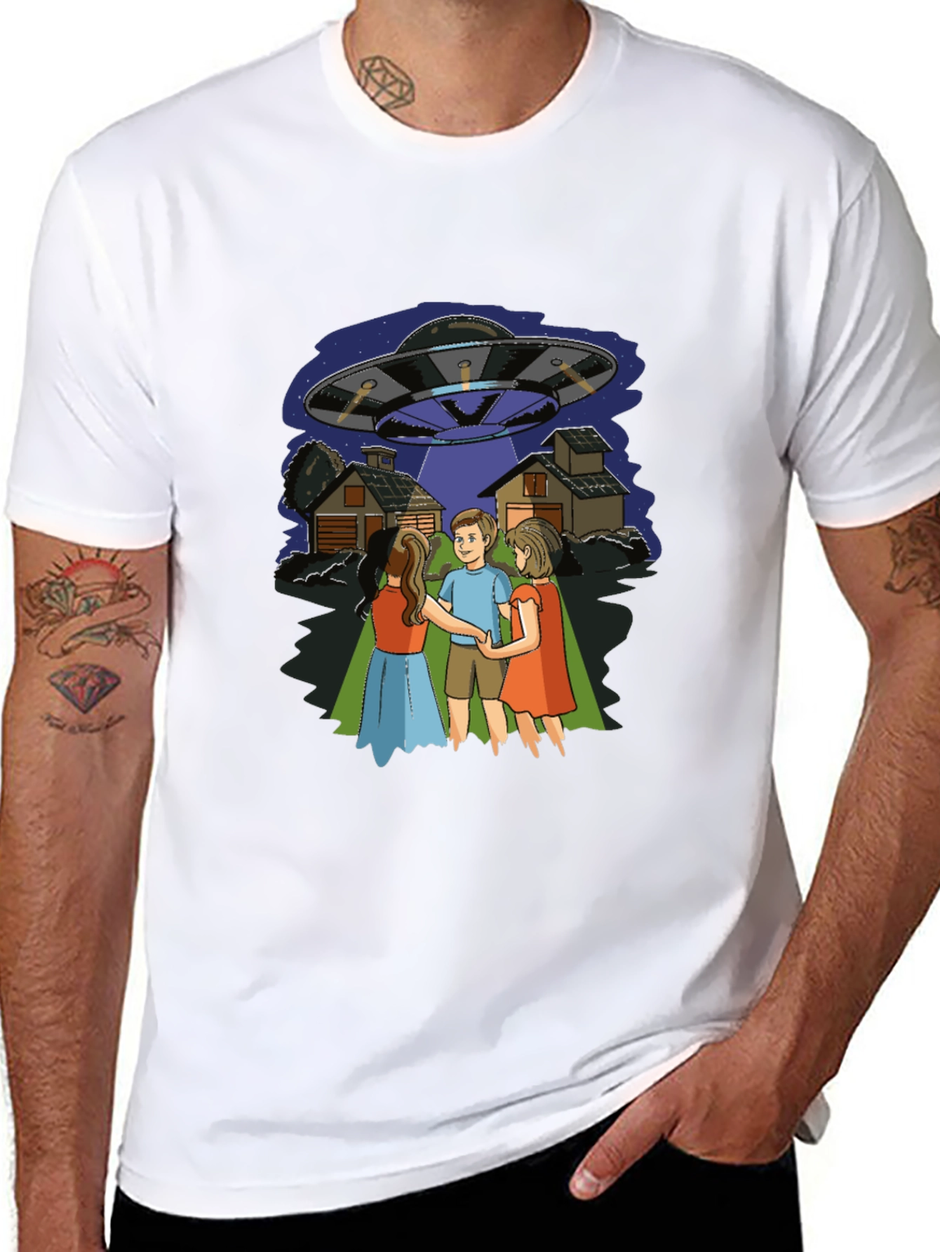 UFO Abduction Graphic Tee - Novelty Print