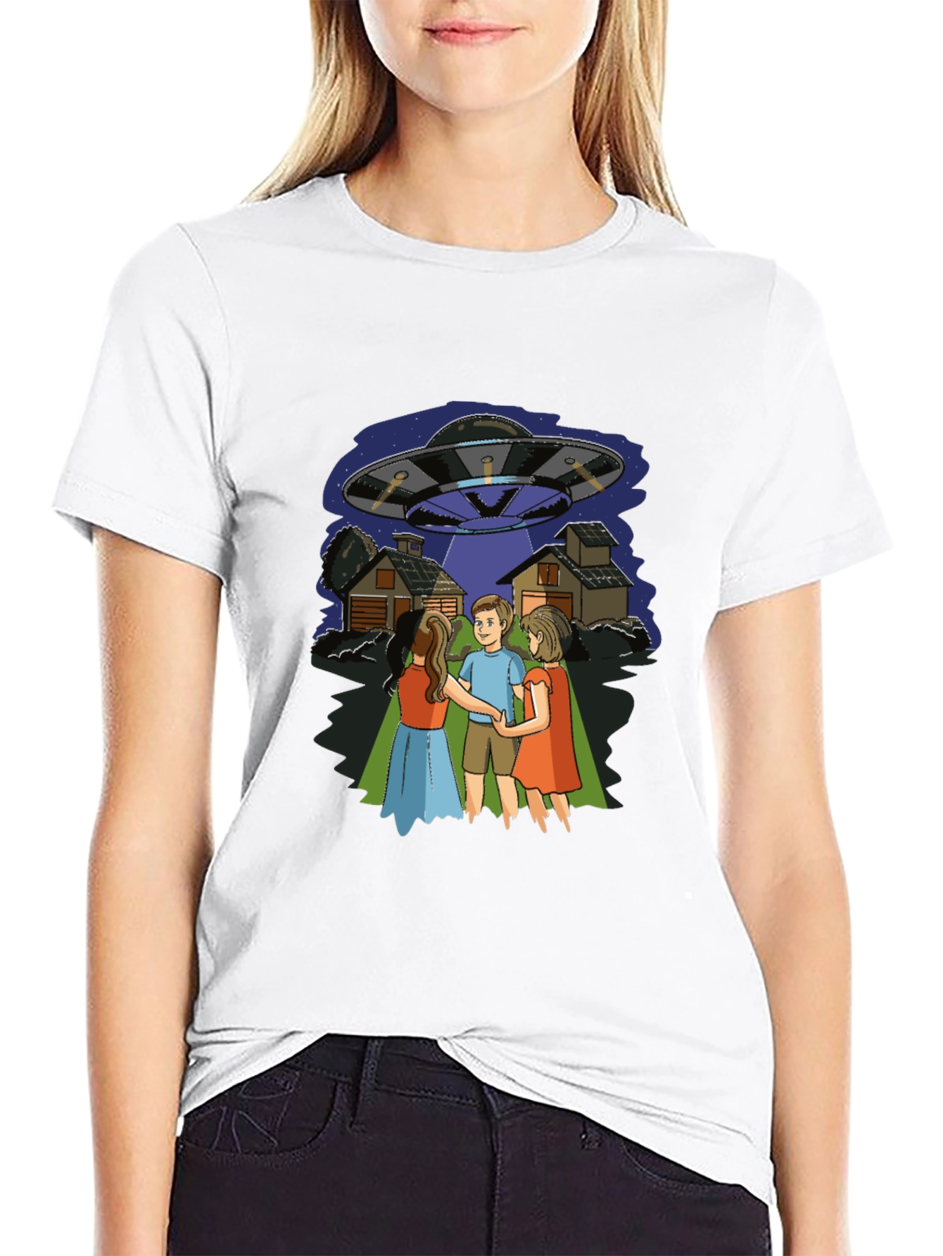 UFO Abduction Graphic Tee - Novelty Print