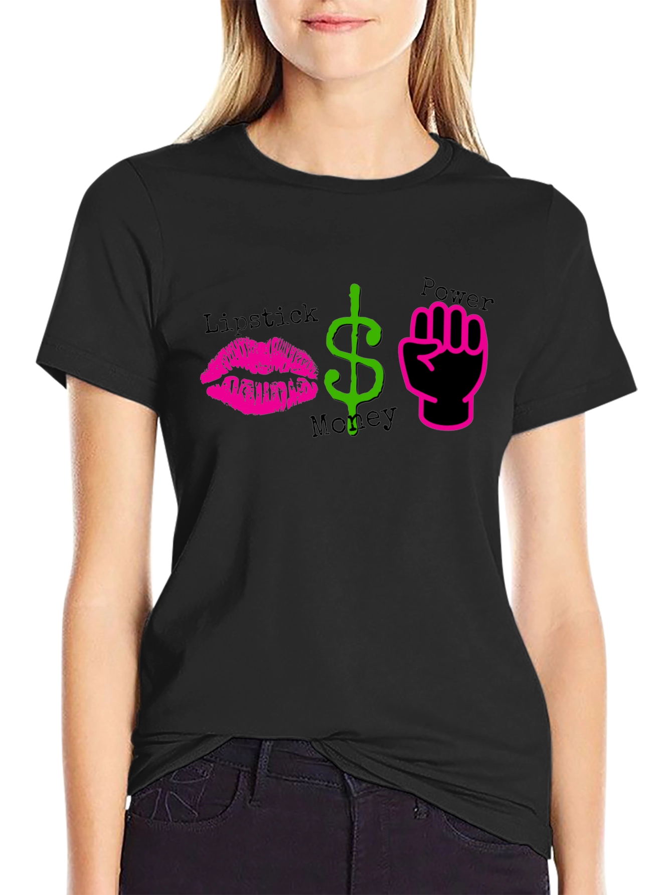 Lipstick Money Power Graphic T-Shirt
