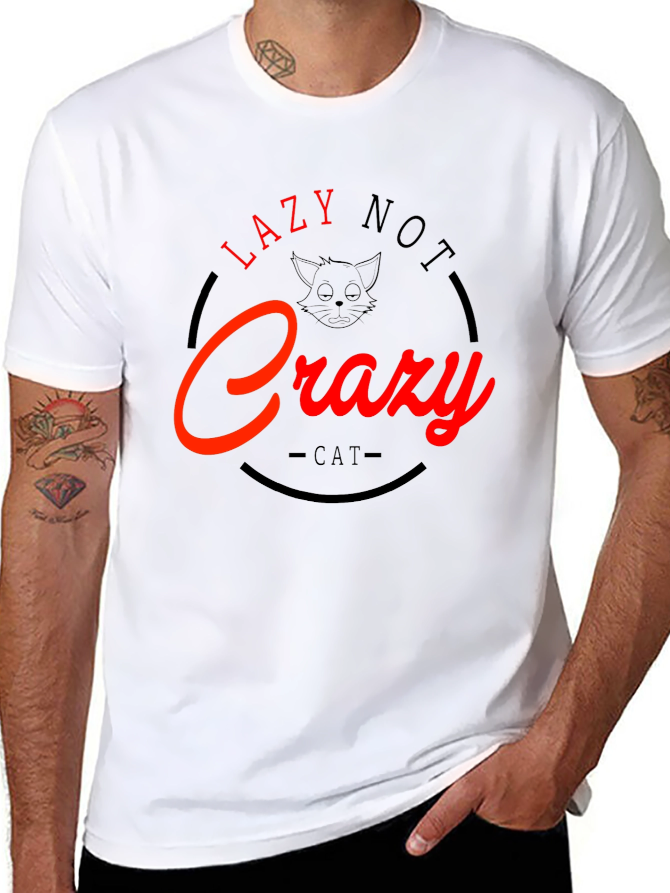 Lazy Not Crazy Cat Graphic T-Shirt