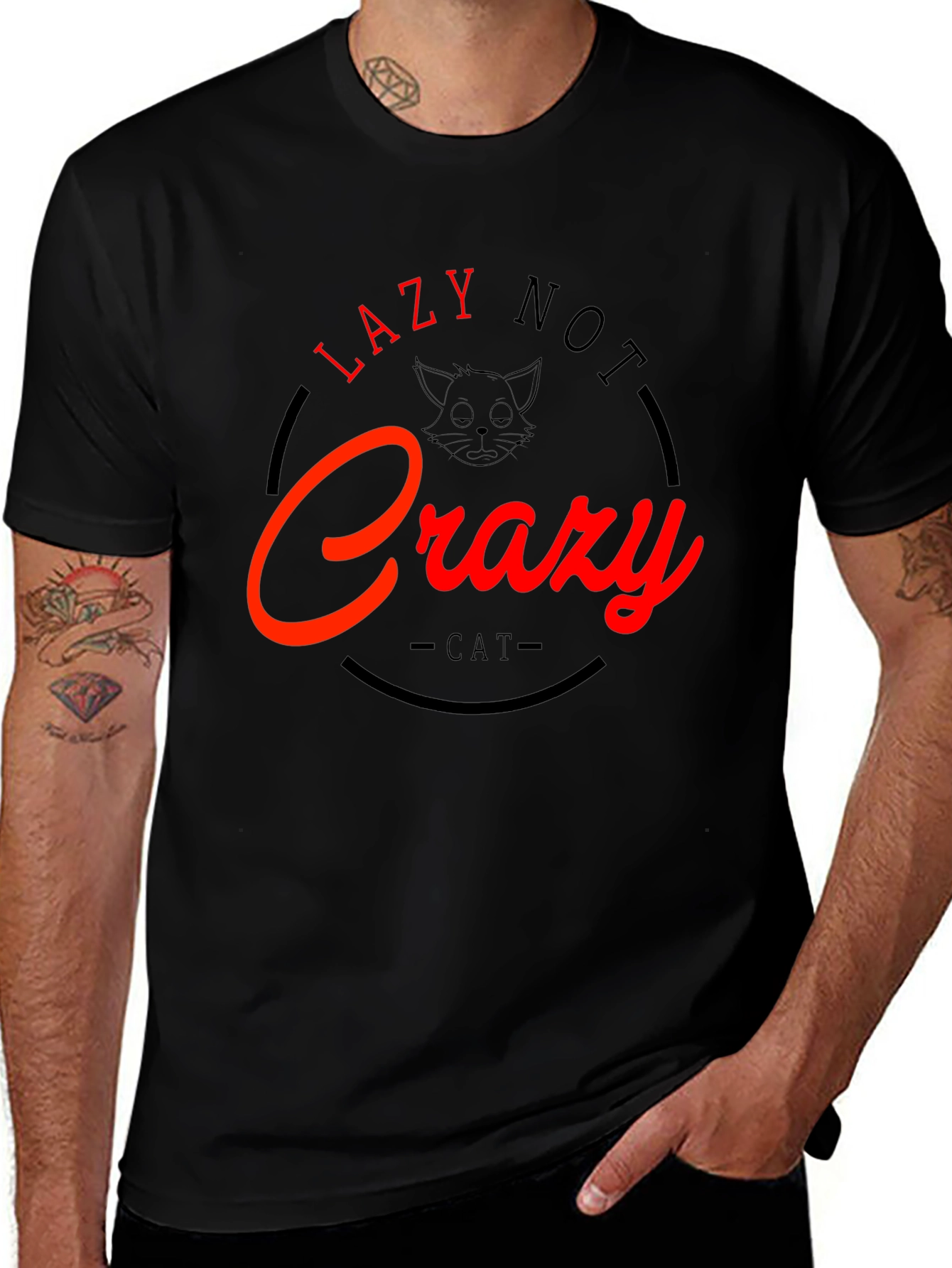 Lazy Not Crazy Cat Graphic T-Shirt