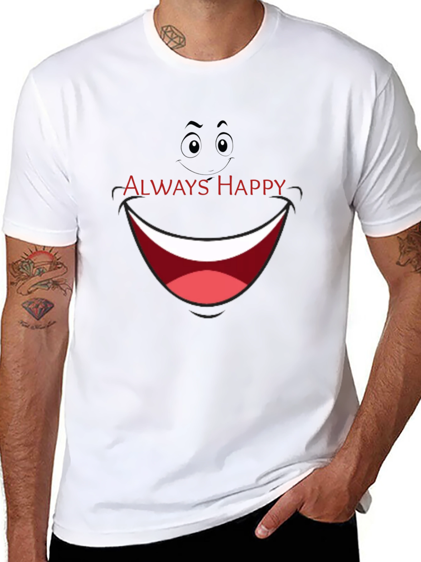 Always Happy Graphic T-Shirt - Black Smile Tee
