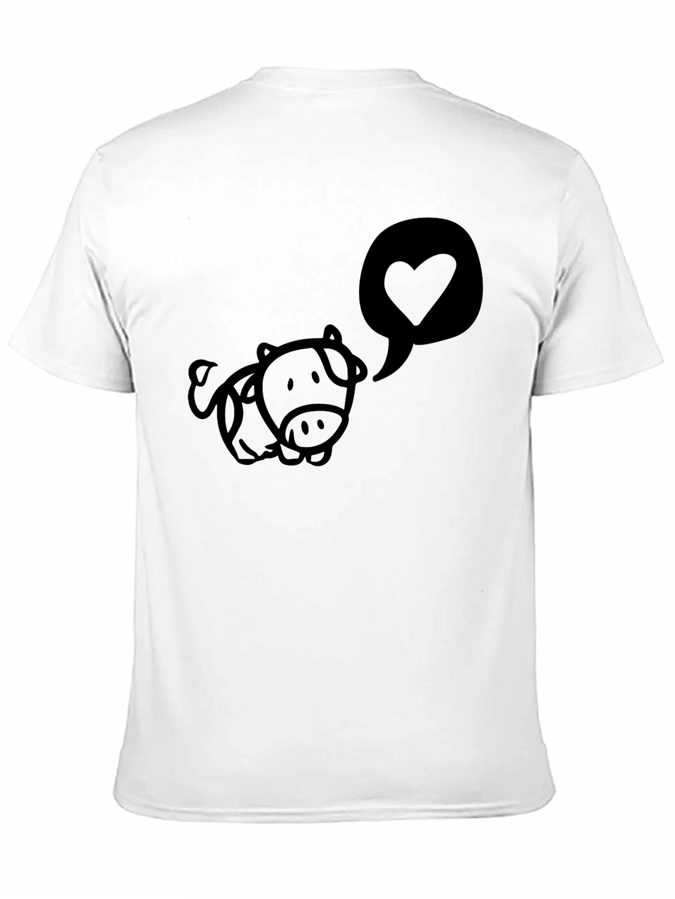 Cute Cow Love Heart Black T-Shirt