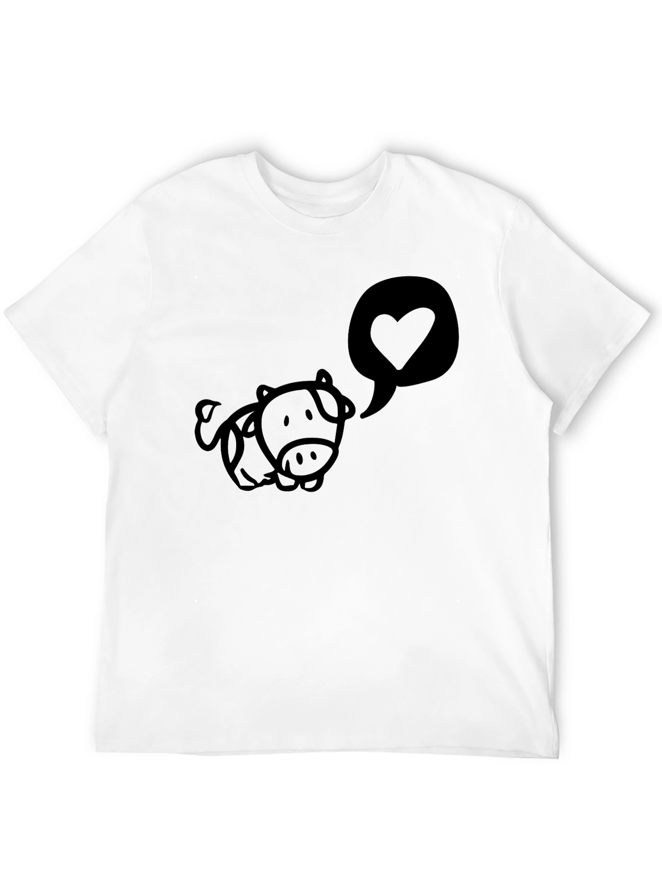 Cute Cow Love Heart Black T-Shirt