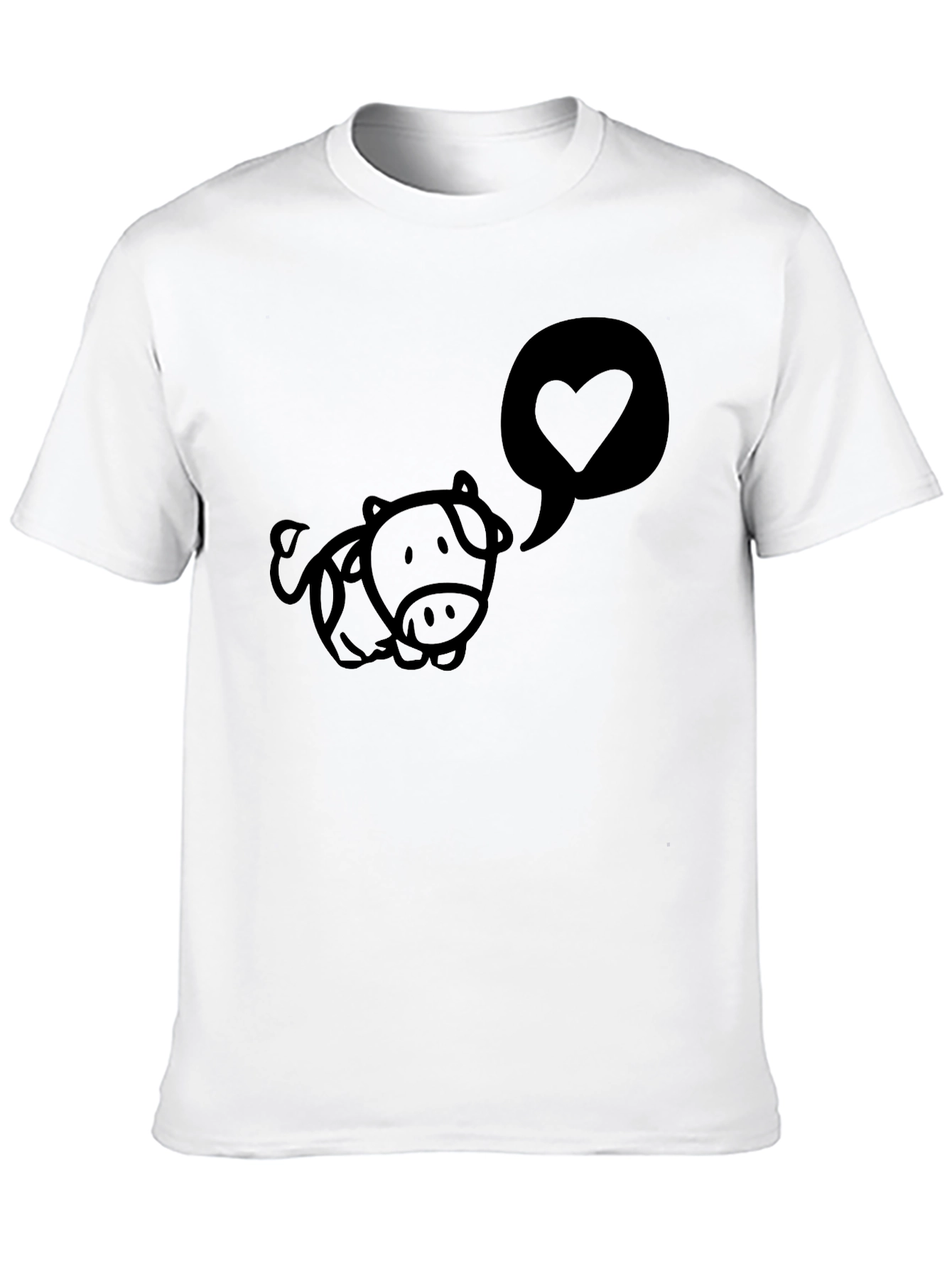 Cute Cow Love Heart Black T-Shirt
