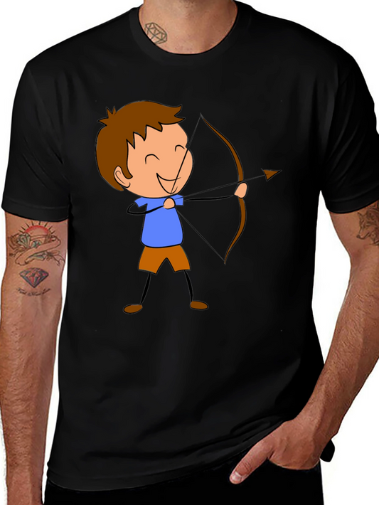 Archer Cartoon Graphic Print Black T-Shirt