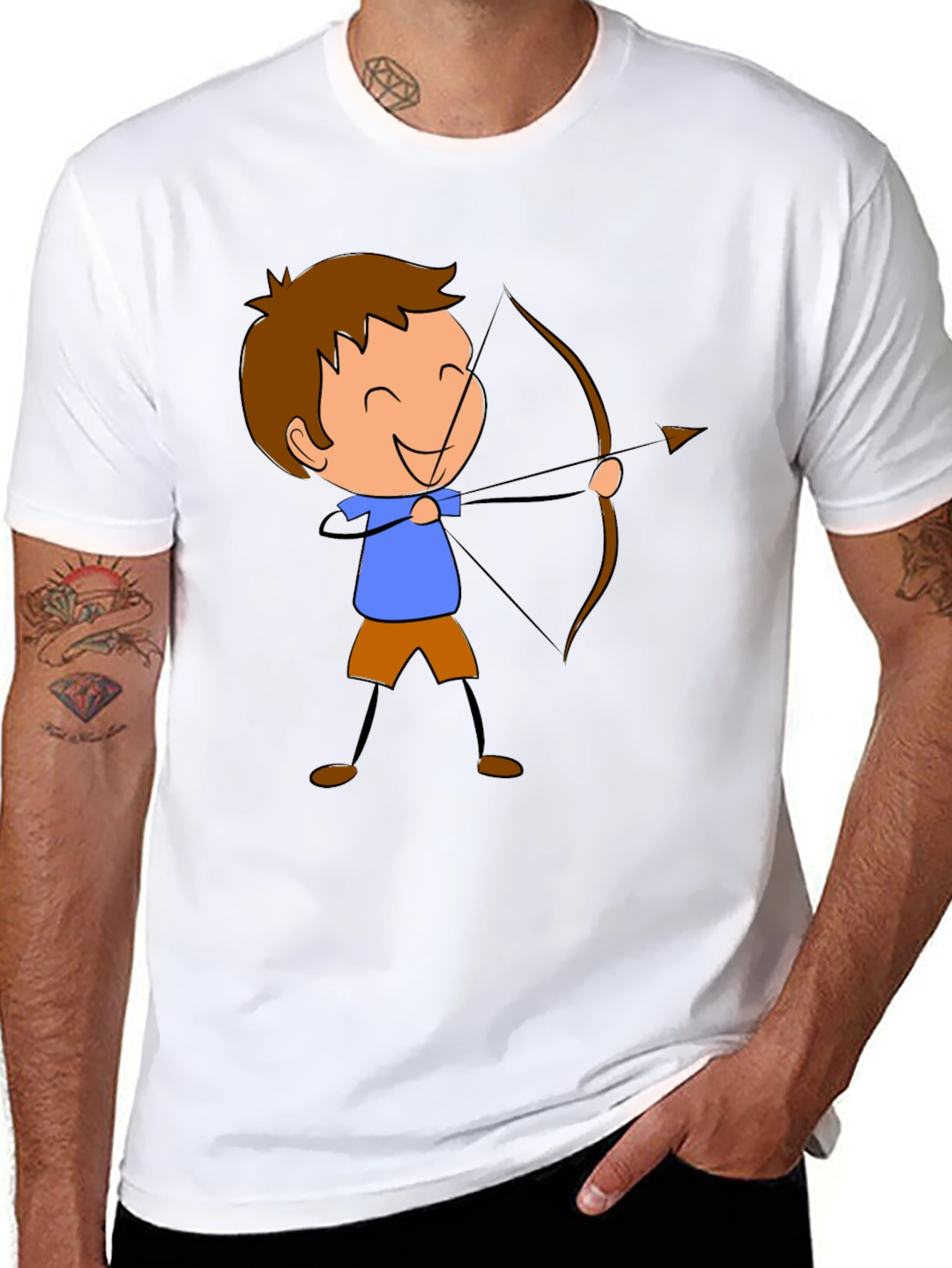 Archer Cartoon Graphic Print Black T-Shirt