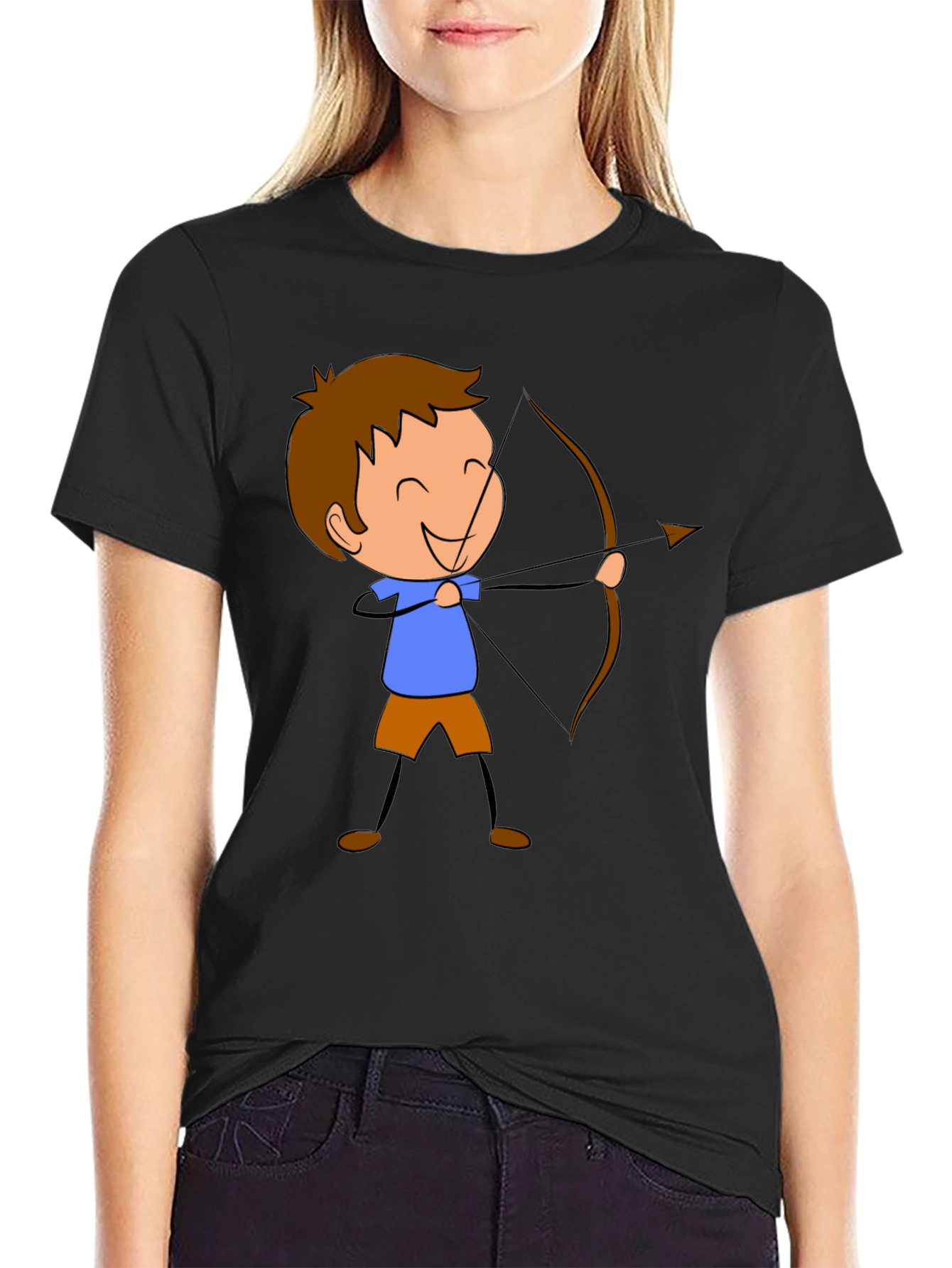 Archer Cartoon Graphic Print Black T-Shirt