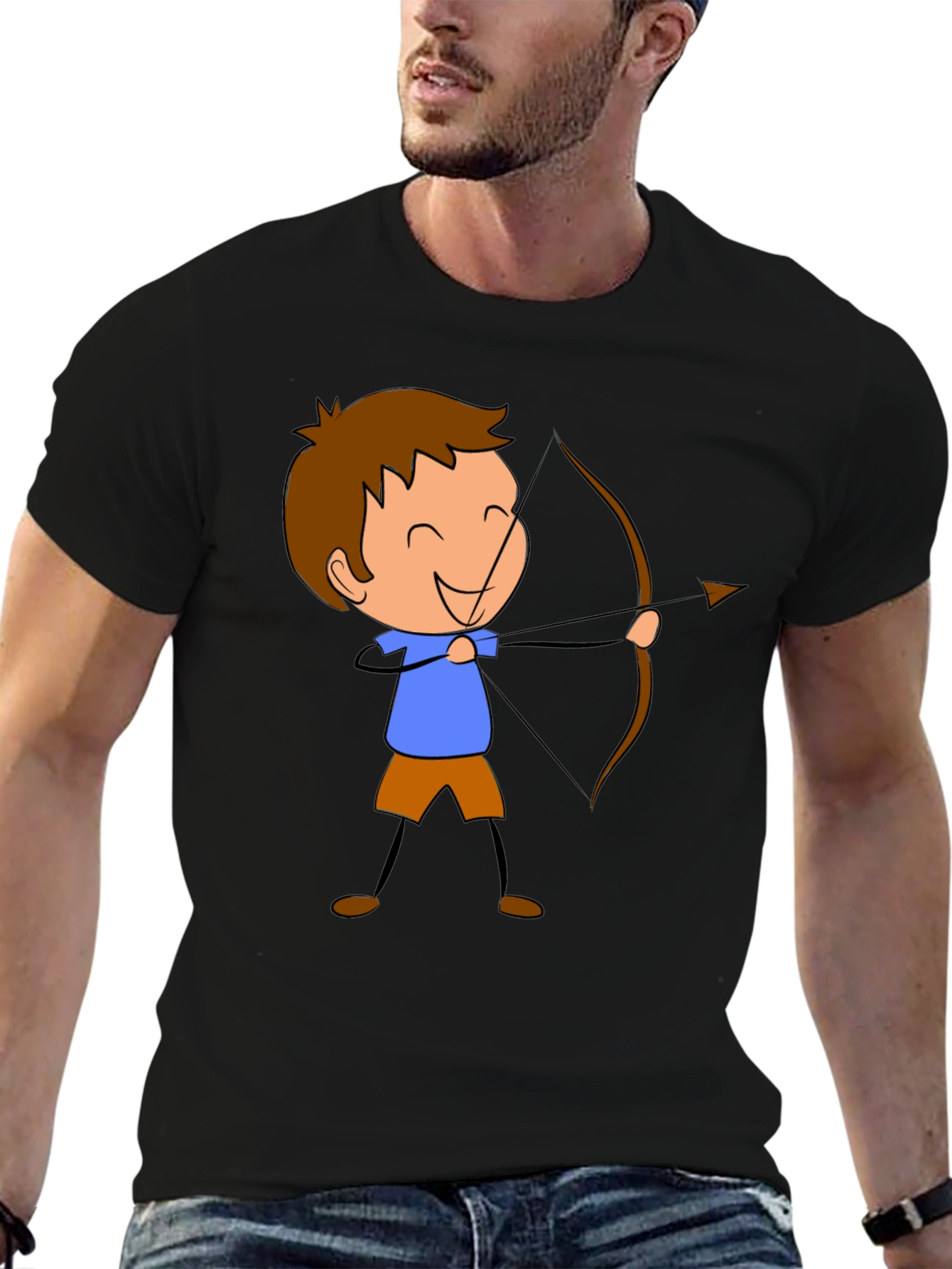 Archer Cartoon Graphic Print Black T-Shirt