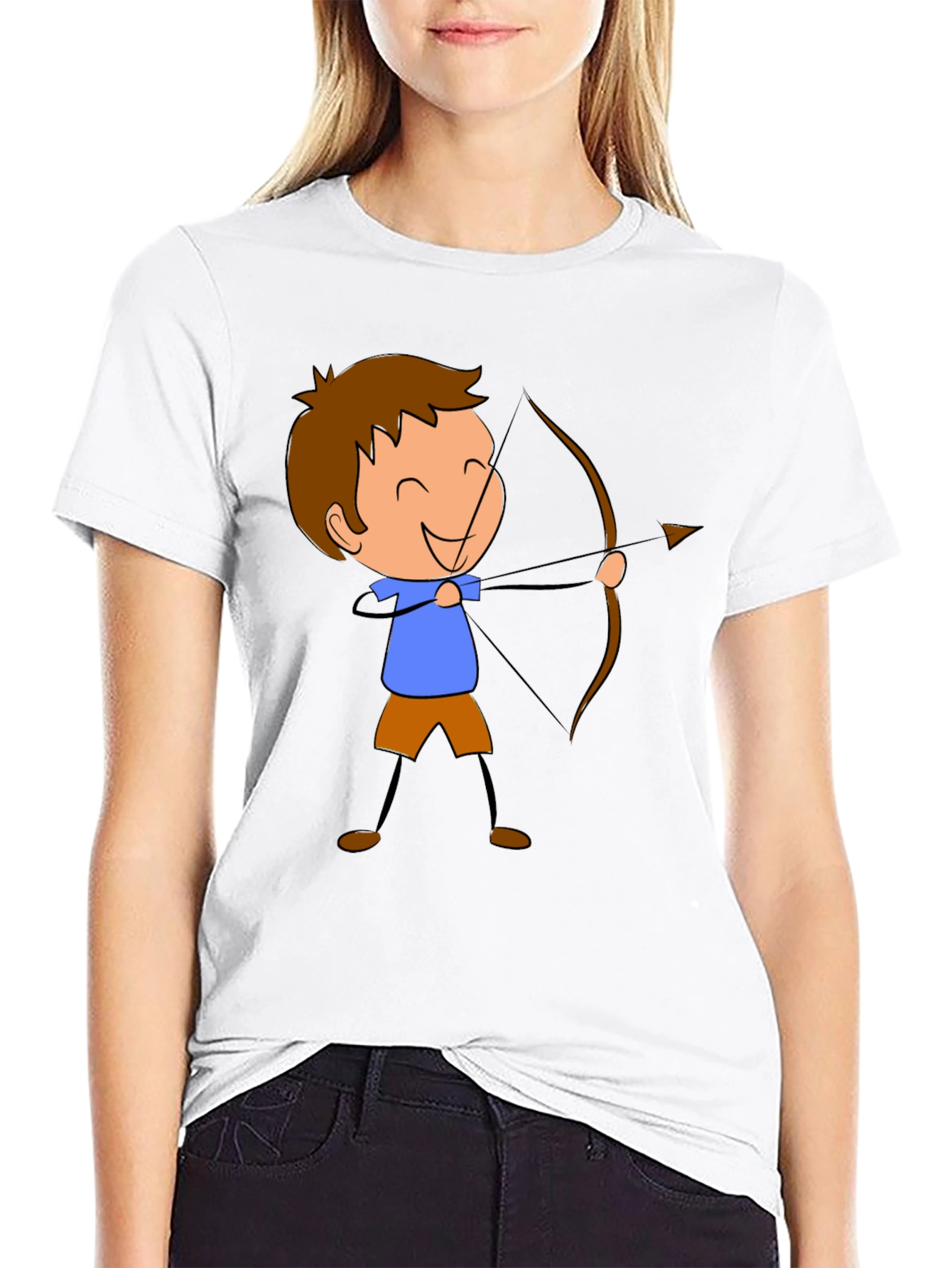 Archer Cartoon Graphic Print Black T-Shirt