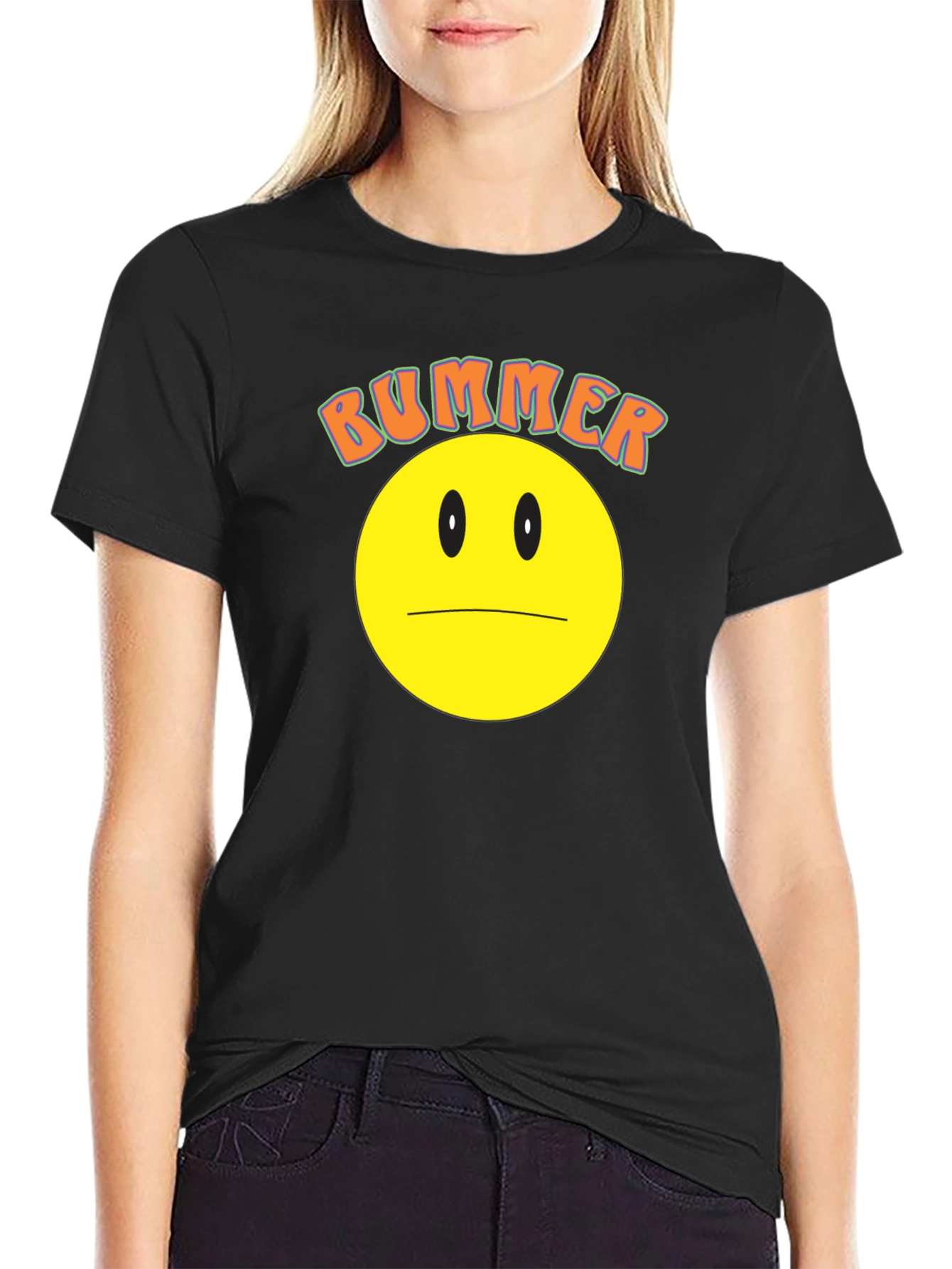 Bummer Smiley Face Graphic Tee - Black