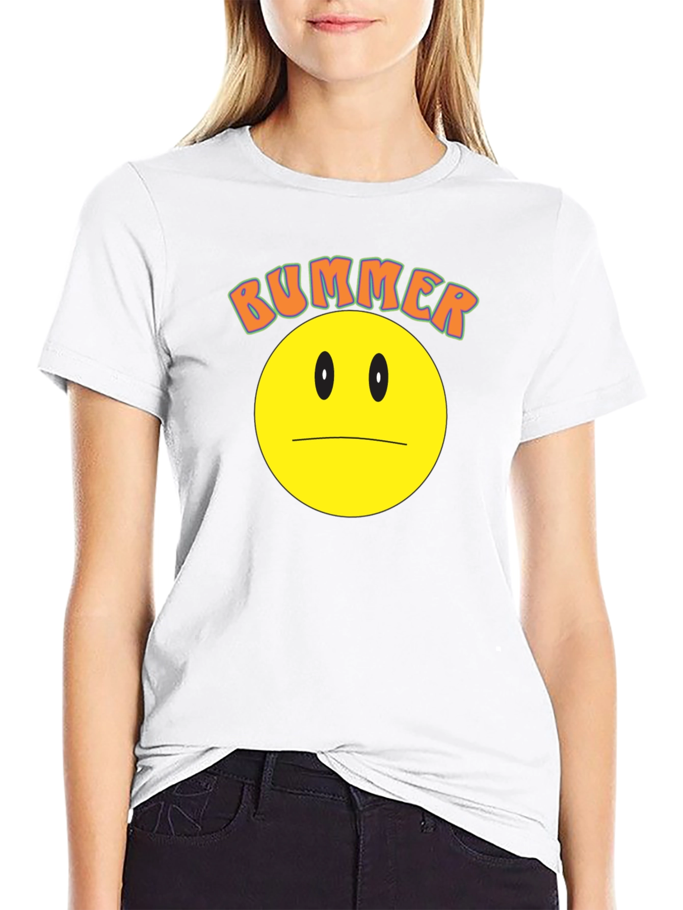 Bummer Smiley Face Graphic Tee - Black
