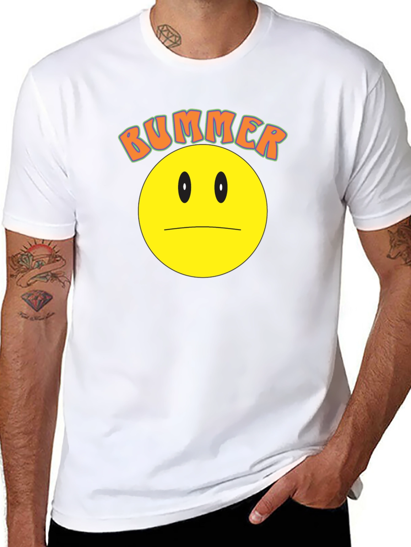 Bummer Smiley Face Graphic Tee - Black
