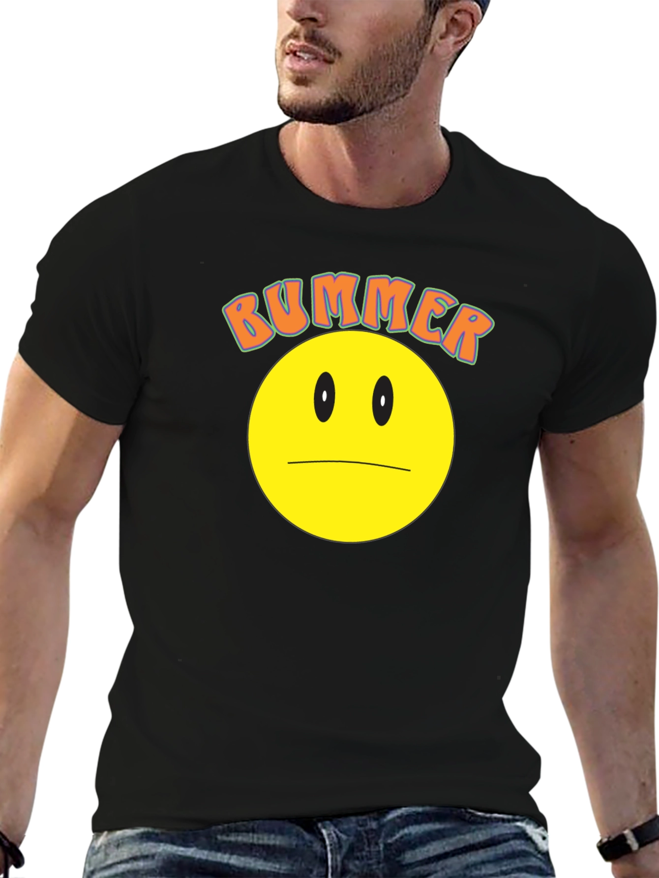 Bummer Smiley Face Graphic Tee - Black