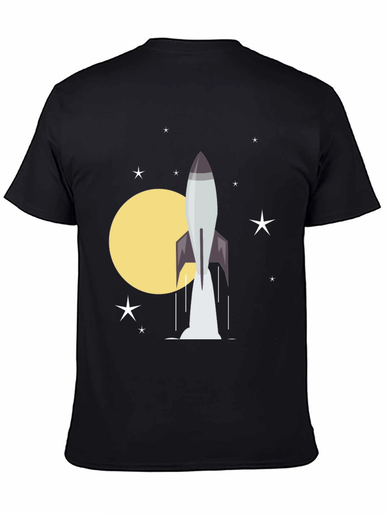 Rocket Launch Graphic Tee - Black Cotton T-Shirt
