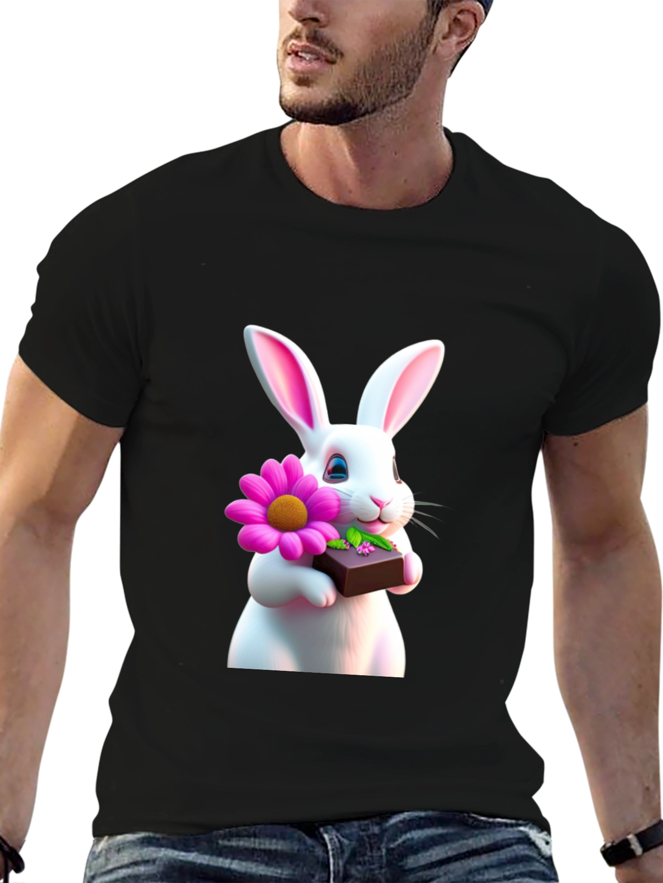 Bunny Flower & Chocolate T-Shirt - Easter Gift