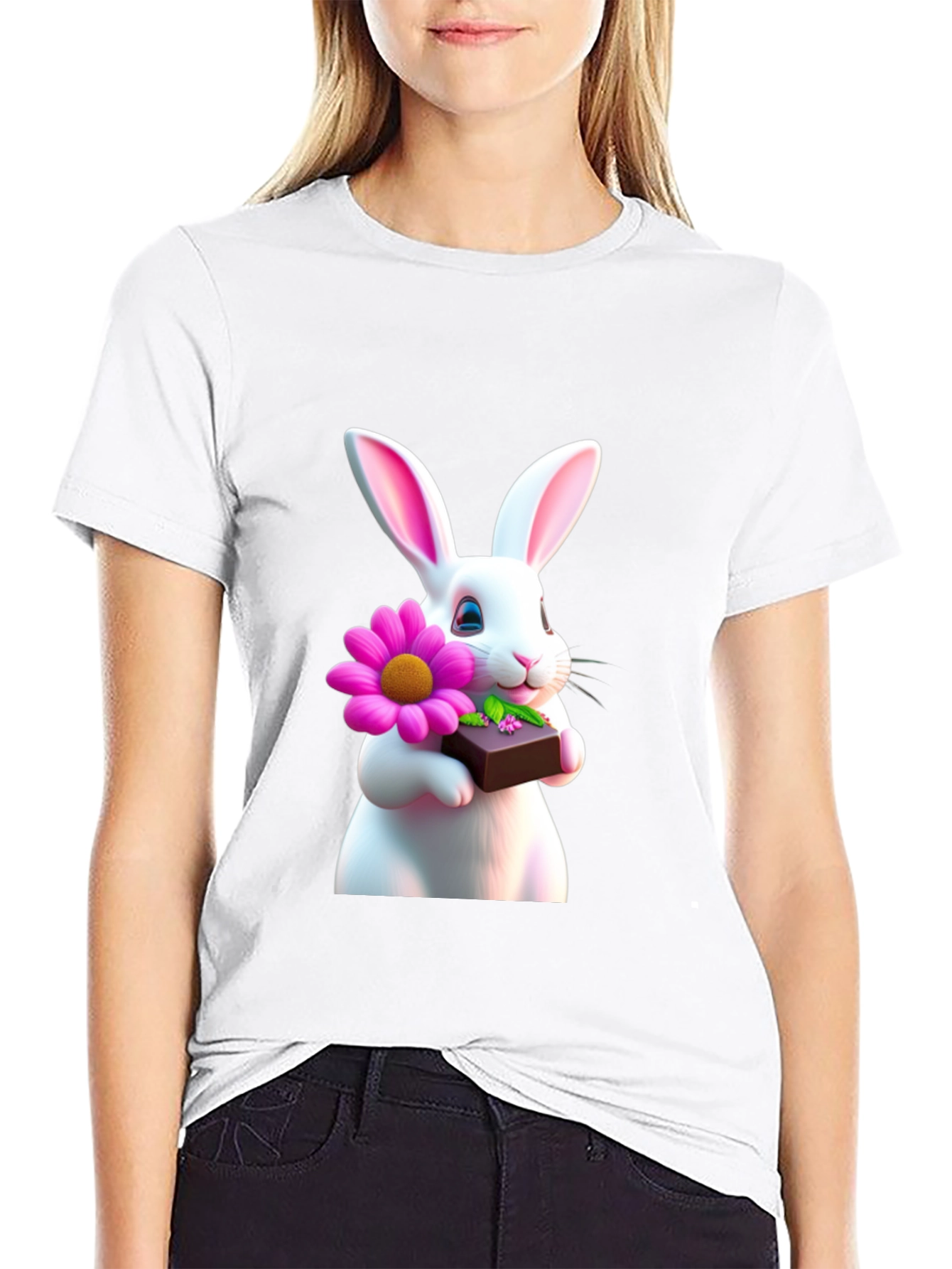 Bunny Flower & Chocolate T-Shirt - Easter Gift