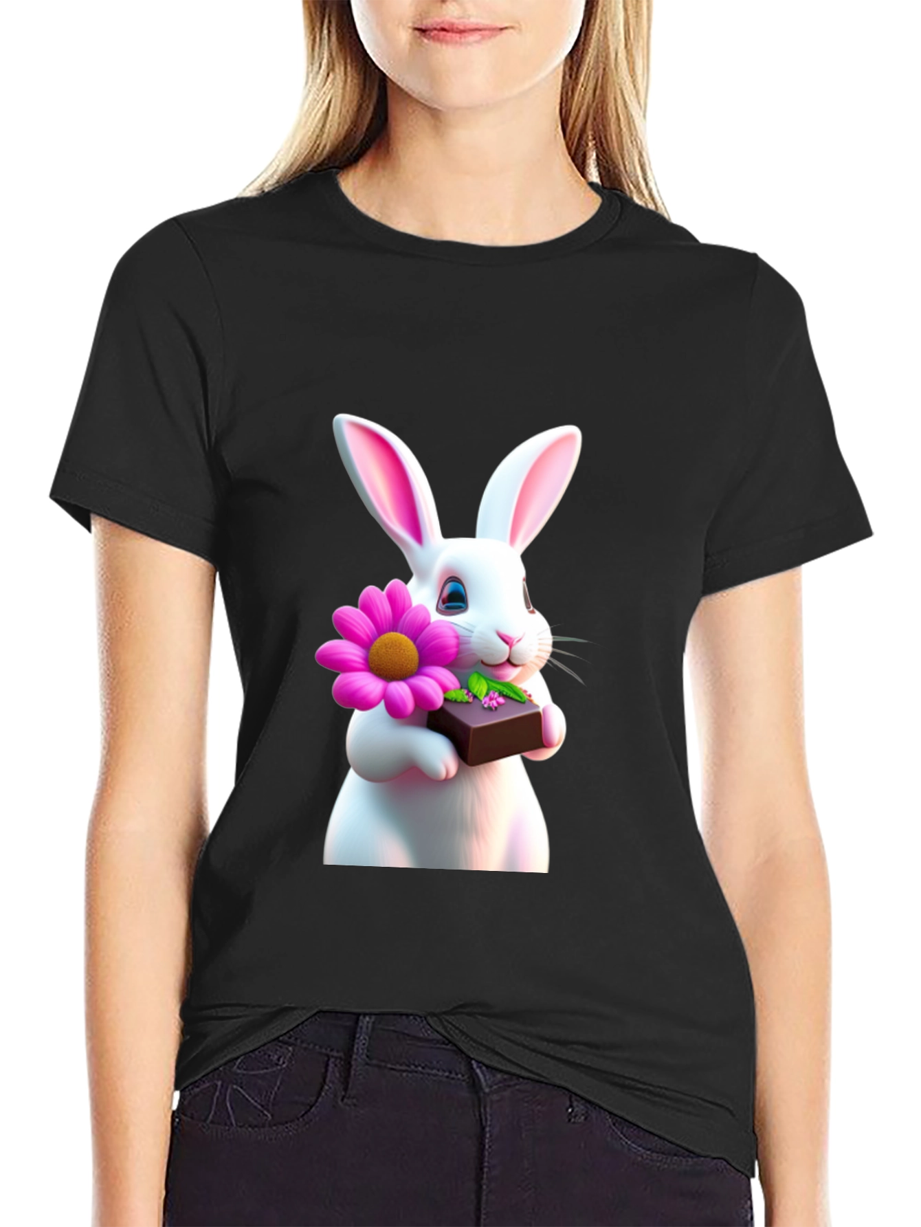 Bunny Flower & Chocolate T-Shirt - Easter Gift