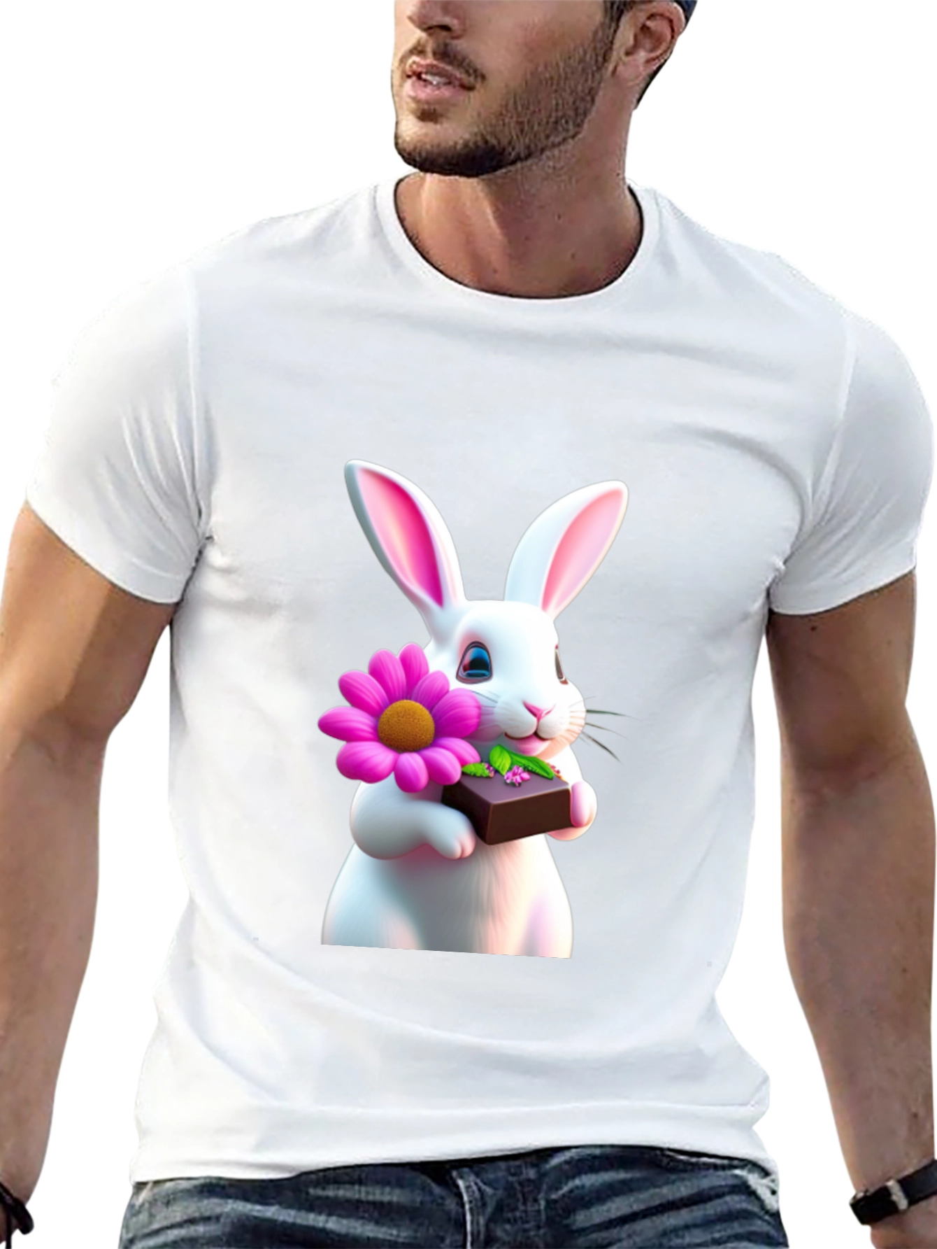 Bunny Flower & Chocolate T-Shirt - Easter Gift