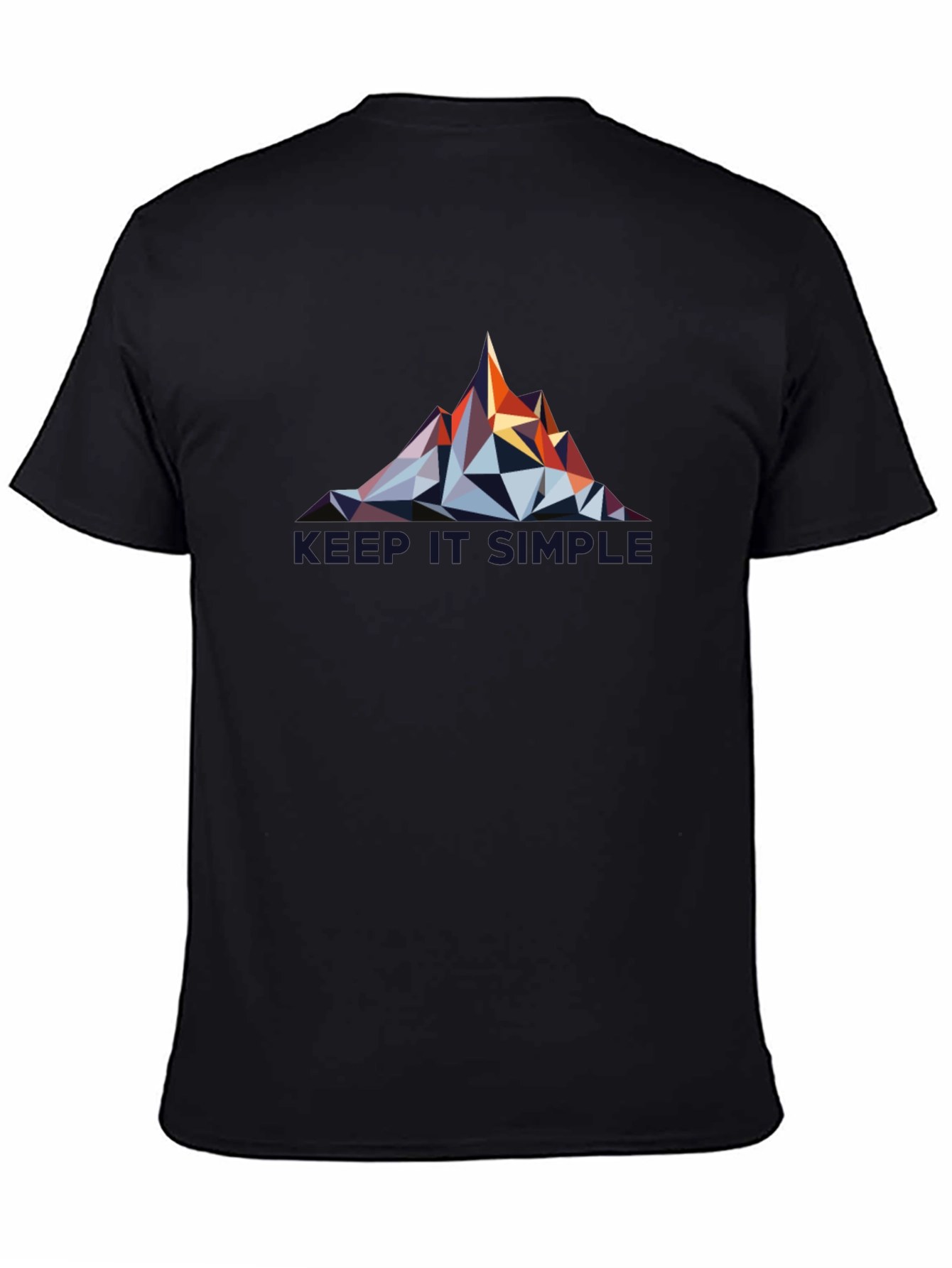 Geometric Mountain Design Black T-Shirt