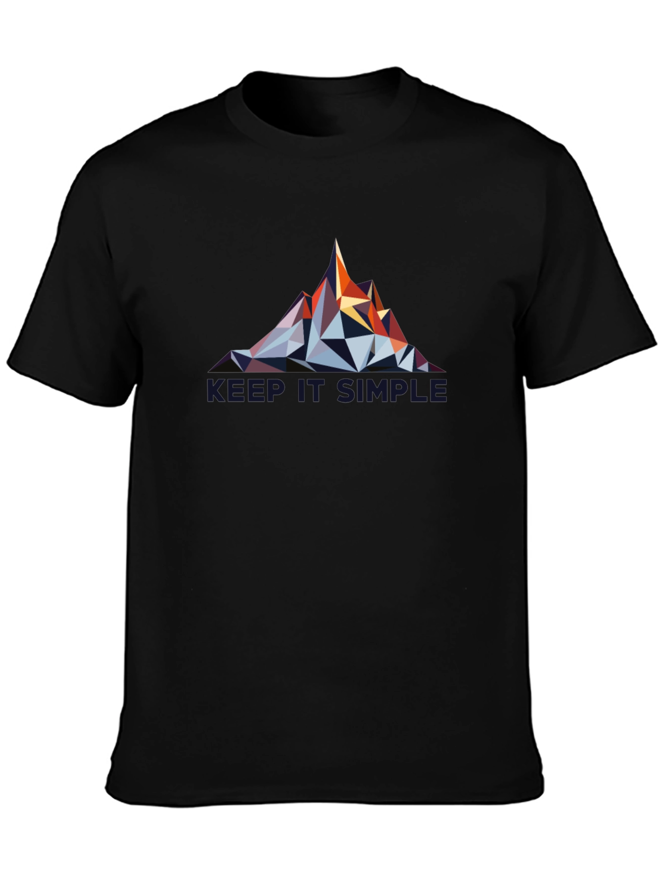 Geometric Mountain Design Black T-Shirt