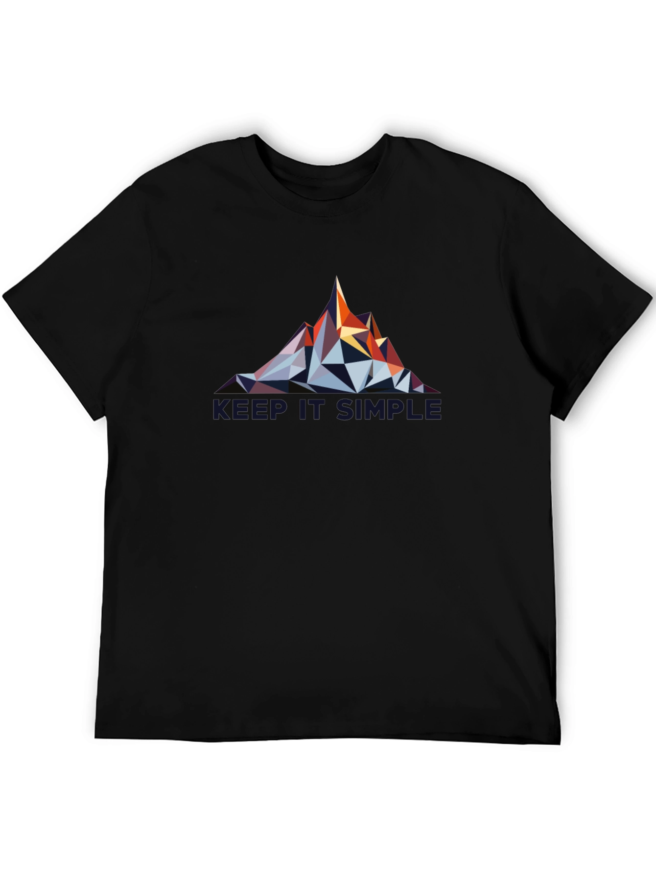 Geometric Mountain Design Black T-Shirt