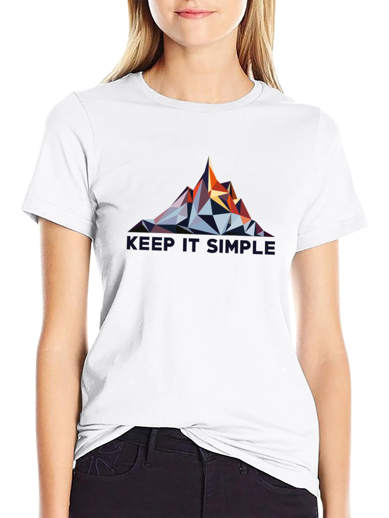 Geometric Mountain Design Black T-Shirt