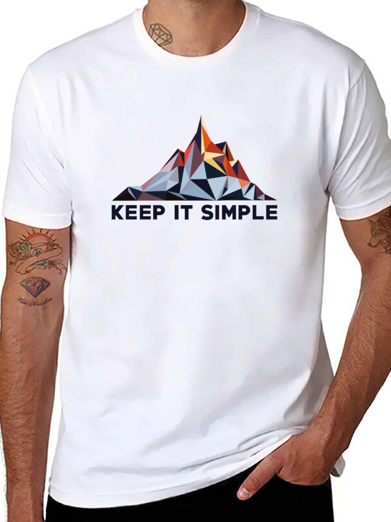 Geometric Mountain Design Black T-Shirt