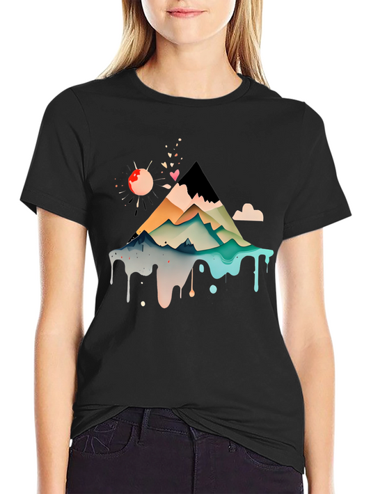 Abstract Mountain Graphic Tee - Modern Art Shirt